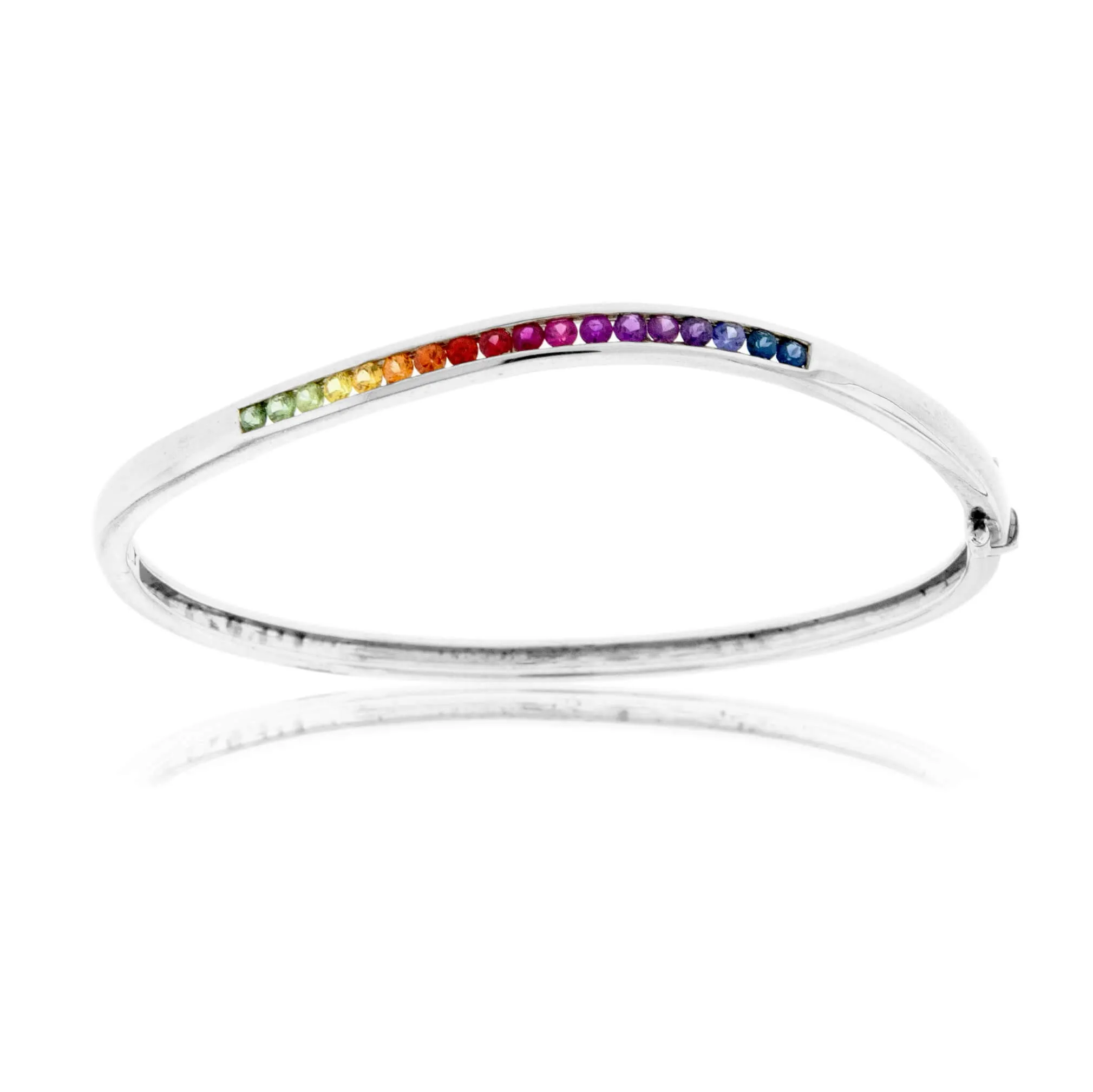 Channel Set Diamond Cut Rainbow Sapphire Bracelet