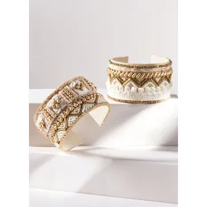 Charlie Paige Gold & White Bracelet Cuff, 2 Designs