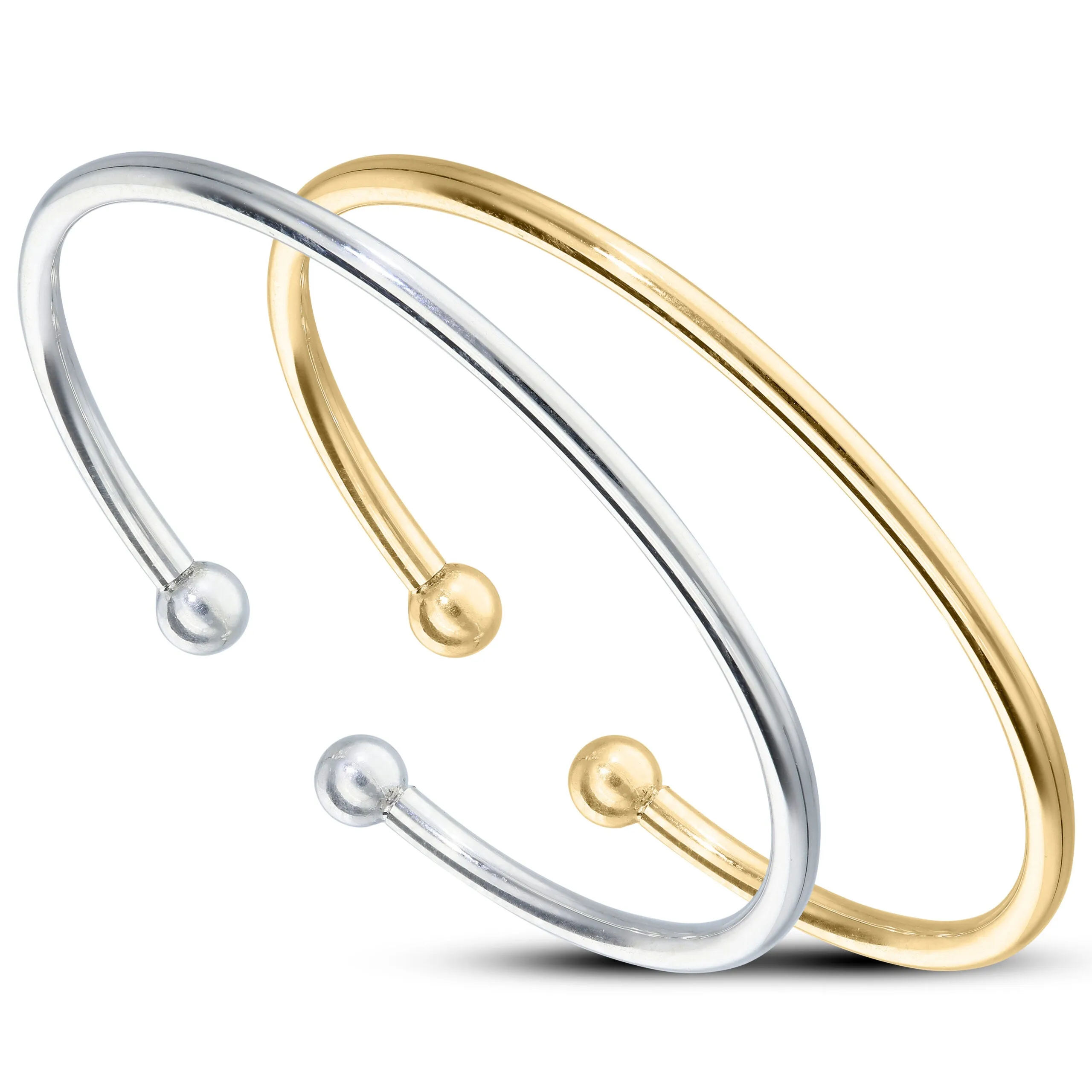 Children's Silver and Yellow Gold plated Torque Baby Bangle (0-3 yrs)