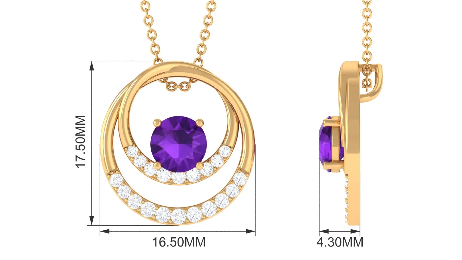 Classic Amethyst and Diamond Open Circle Pendant