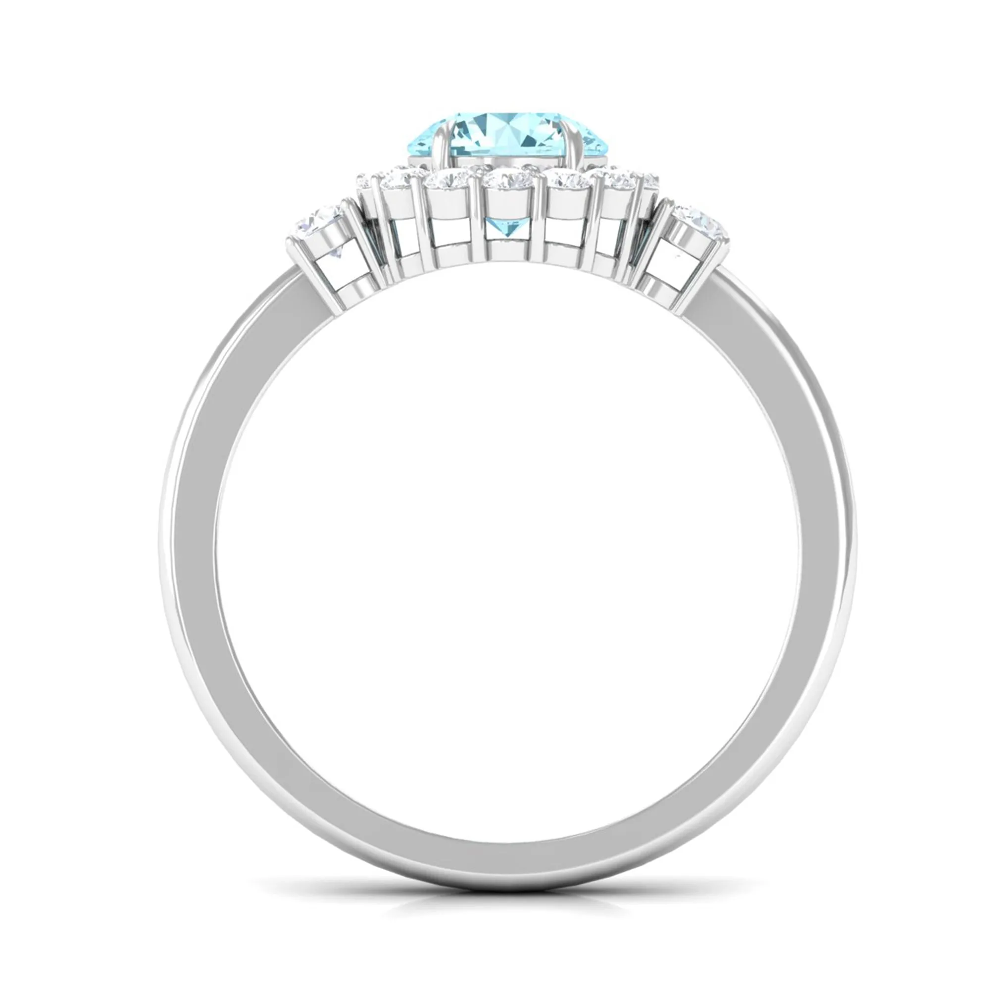 Classic Aquamarine Engagement Ring with Diamond Halo