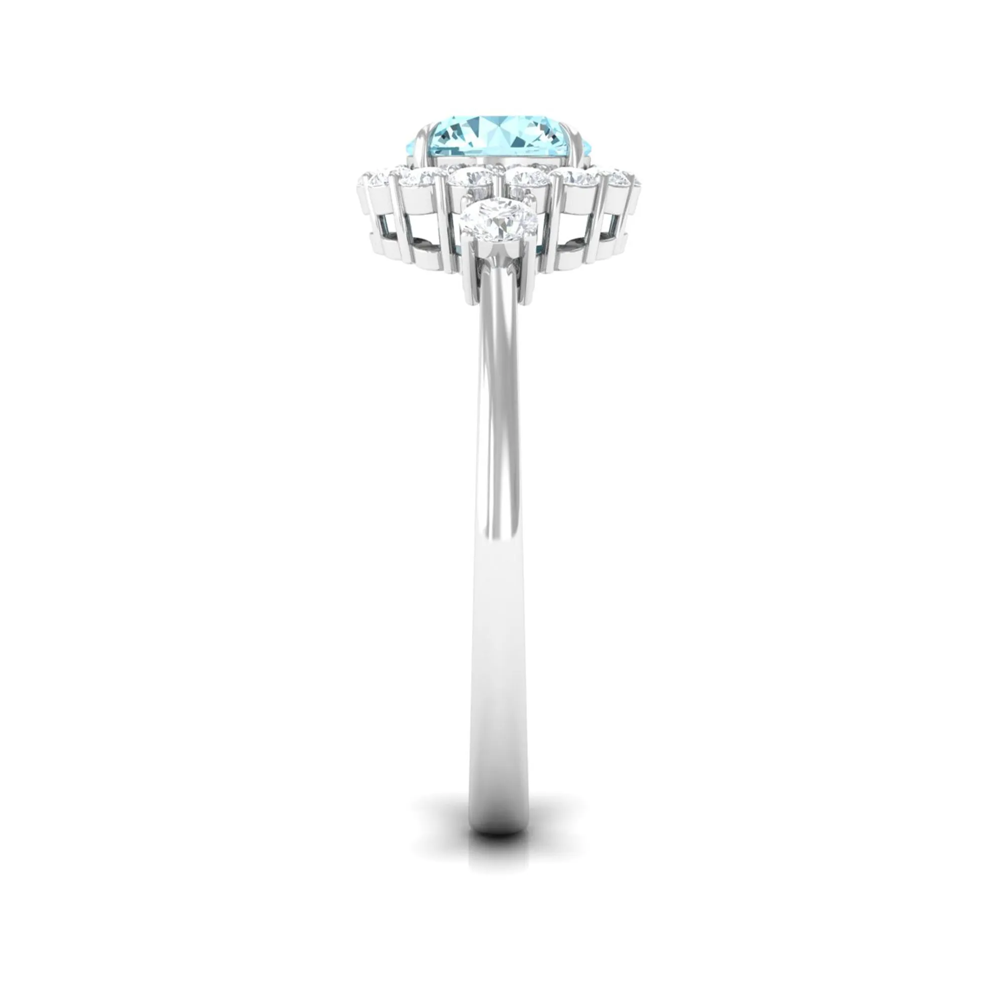 Classic Aquamarine Engagement Ring with Diamond Halo