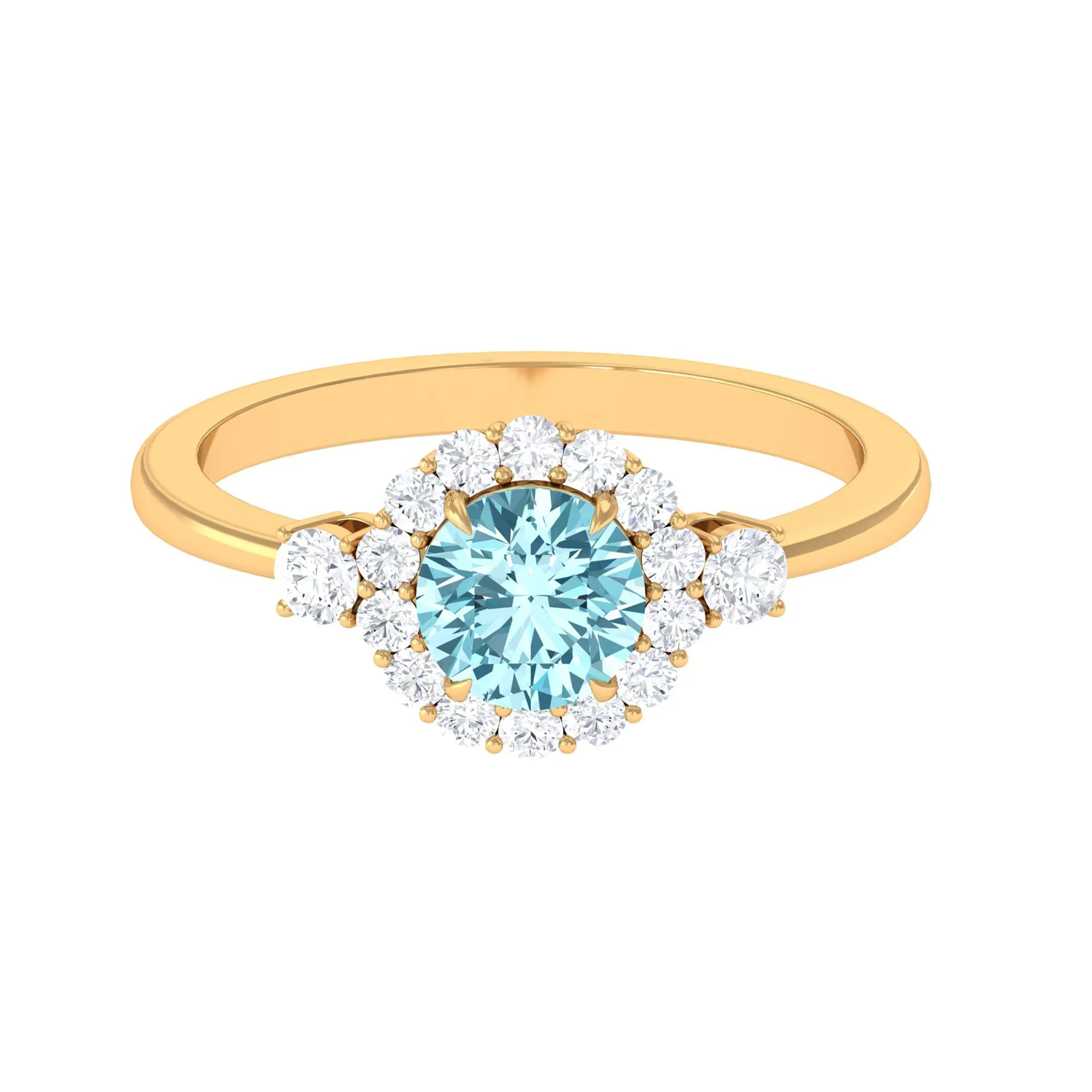 Classic Aquamarine Engagement Ring with Diamond Halo