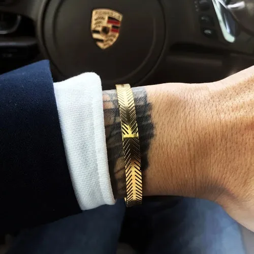 Classy Men Gold Stainless Steel Cuff Bracelet