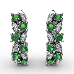 Clustered Emerald and Diamond Earrings