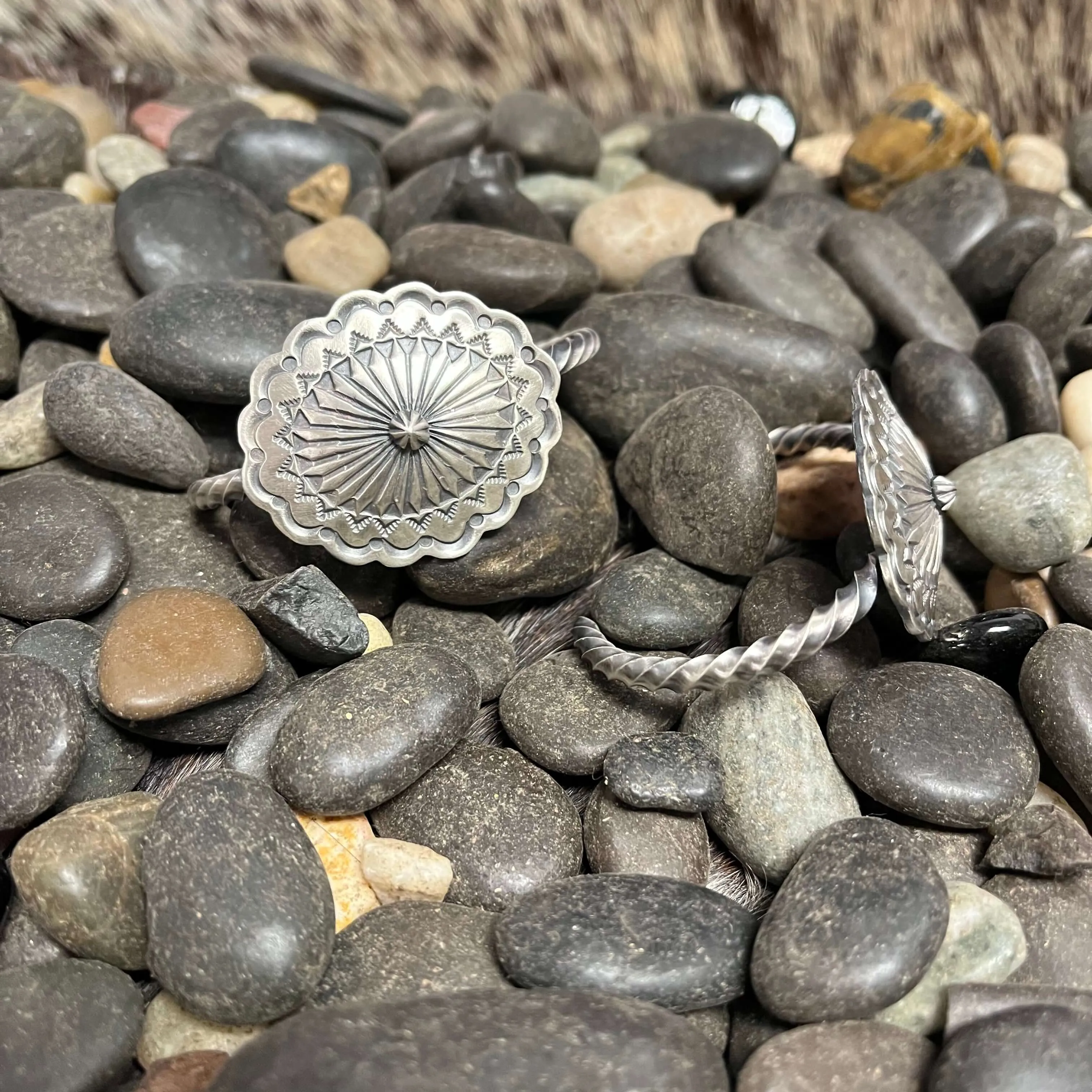 Concho Braided Cuff Genuine Bracelet