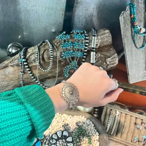 Concho Braided Cuff Genuine Bracelet