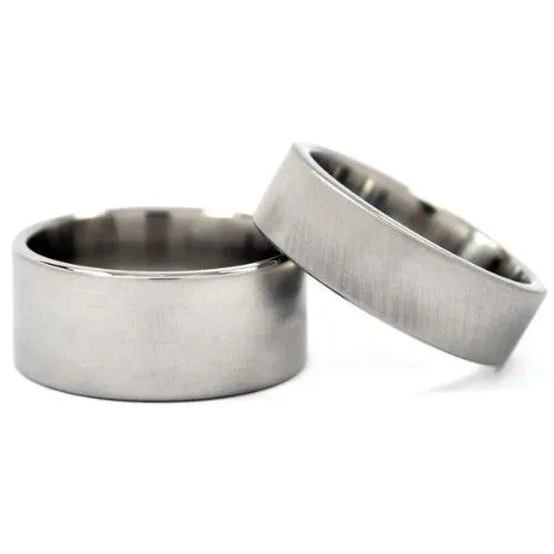 Cross Brush Matching Rings, Titanium Wedding Rings Set