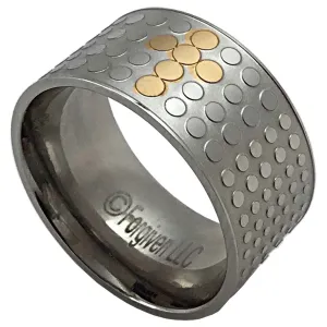 Cross Dot Mens Wide Band Ring