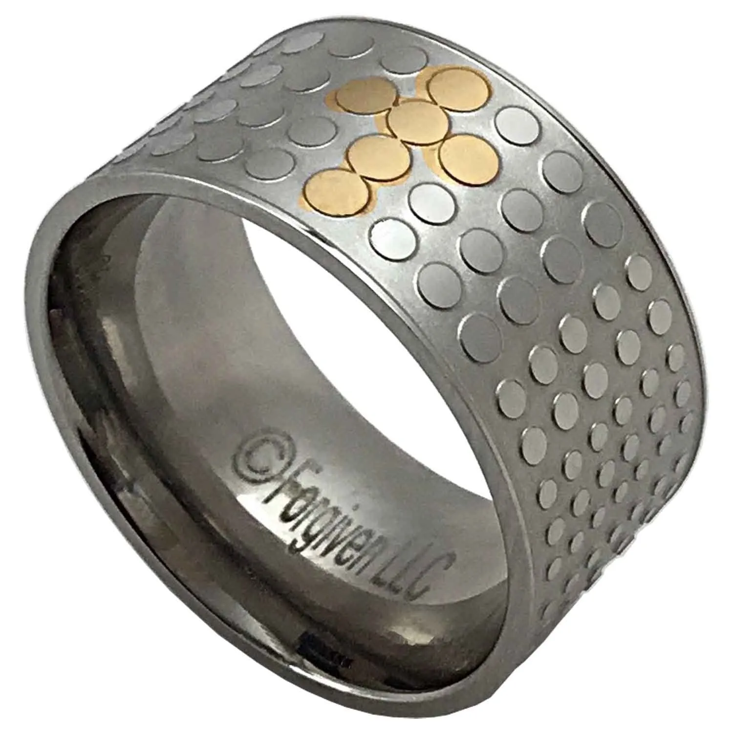 Cross Dot Mens Wide Band Ring