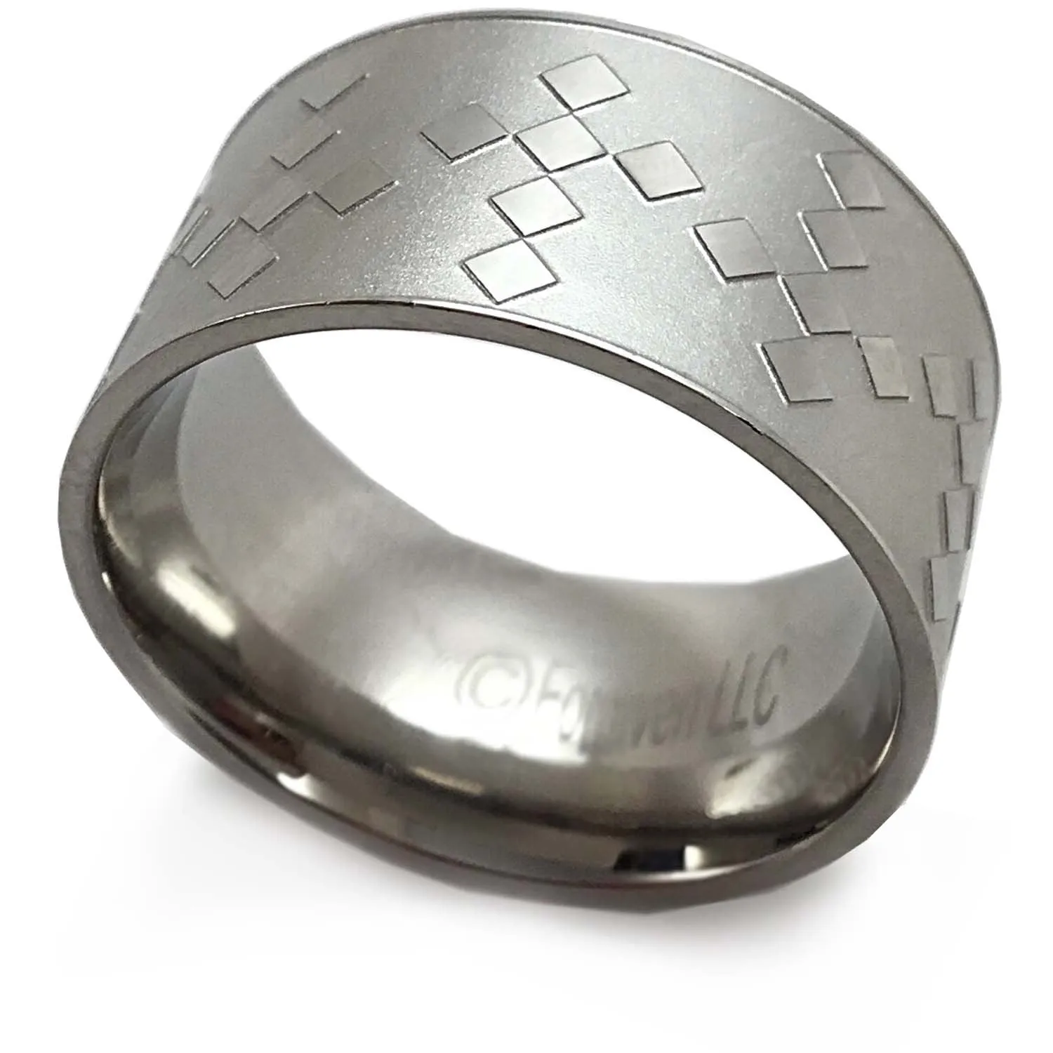 Cross Ring Pixel Design Wide Mens Band