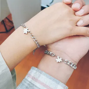 Custom Engraved Puzzle Matching Bracelets for Couples