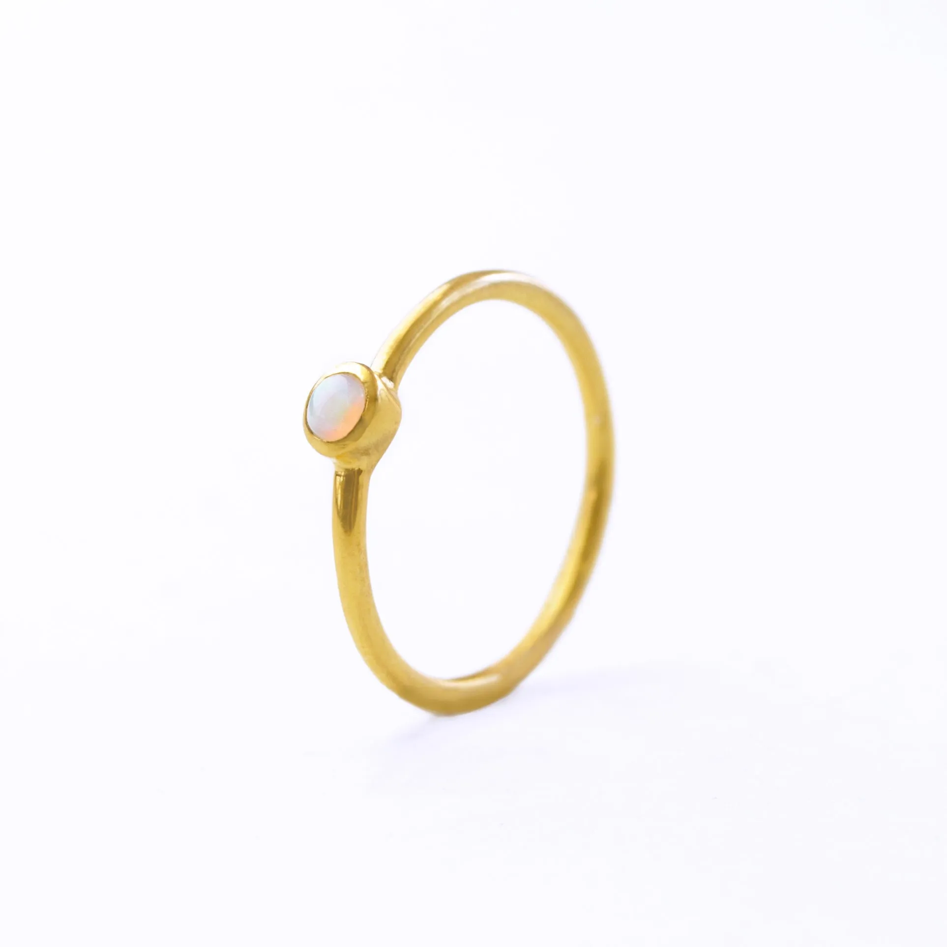 Dainty Stacking Opalite Cabochon Ring - October Birthstone