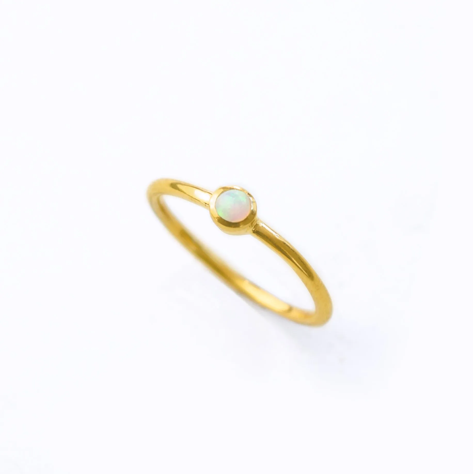 Dainty Stacking Opalite Cabochon Ring - October Birthstone