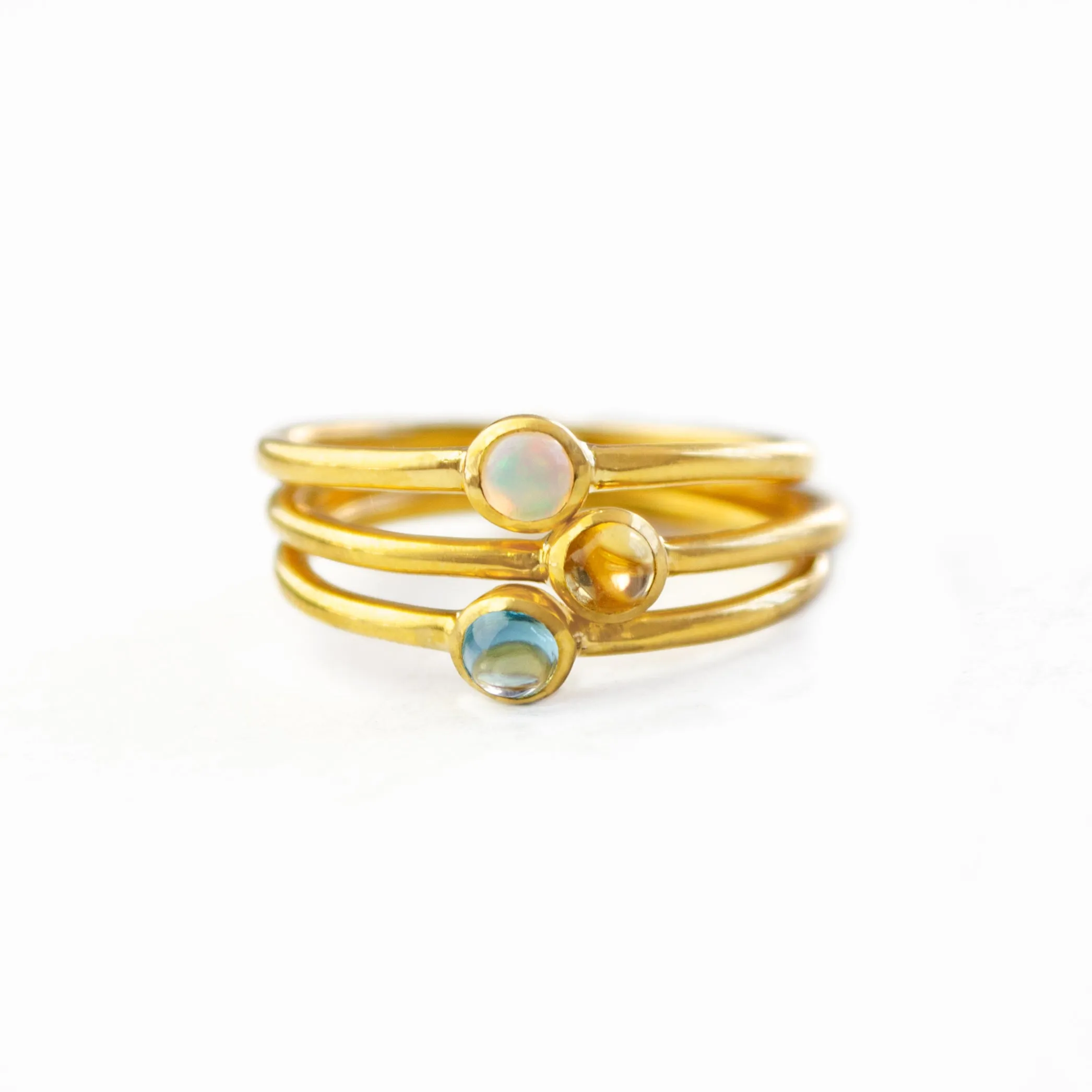 Dainty Stacking Opalite Cabochon Ring - October Birthstone