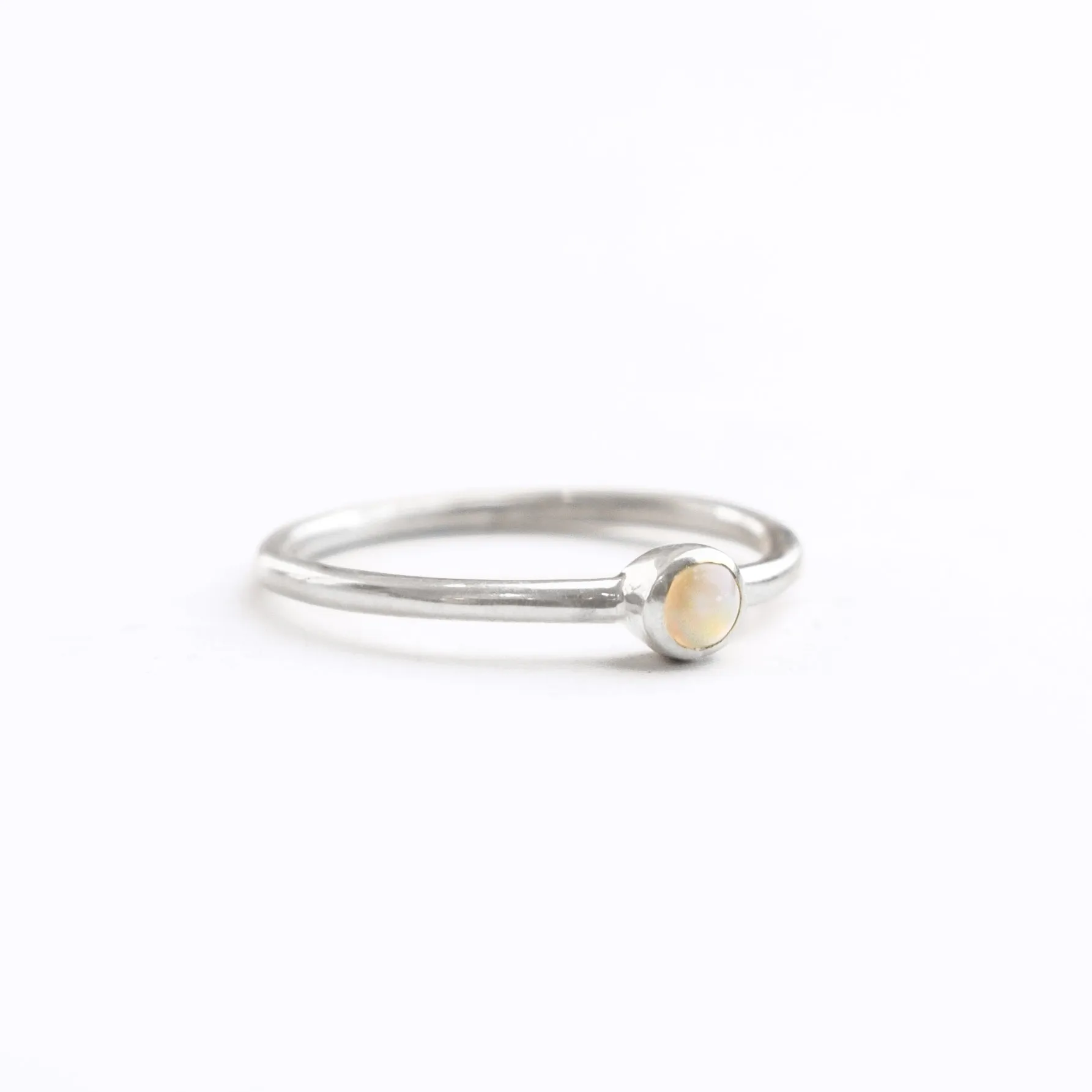 Dainty Stacking Opalite Cabochon Ring - October Birthstone