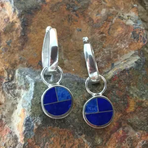 David Rosales Blue Water Inlaid Sterling Silver Earrings Reversible