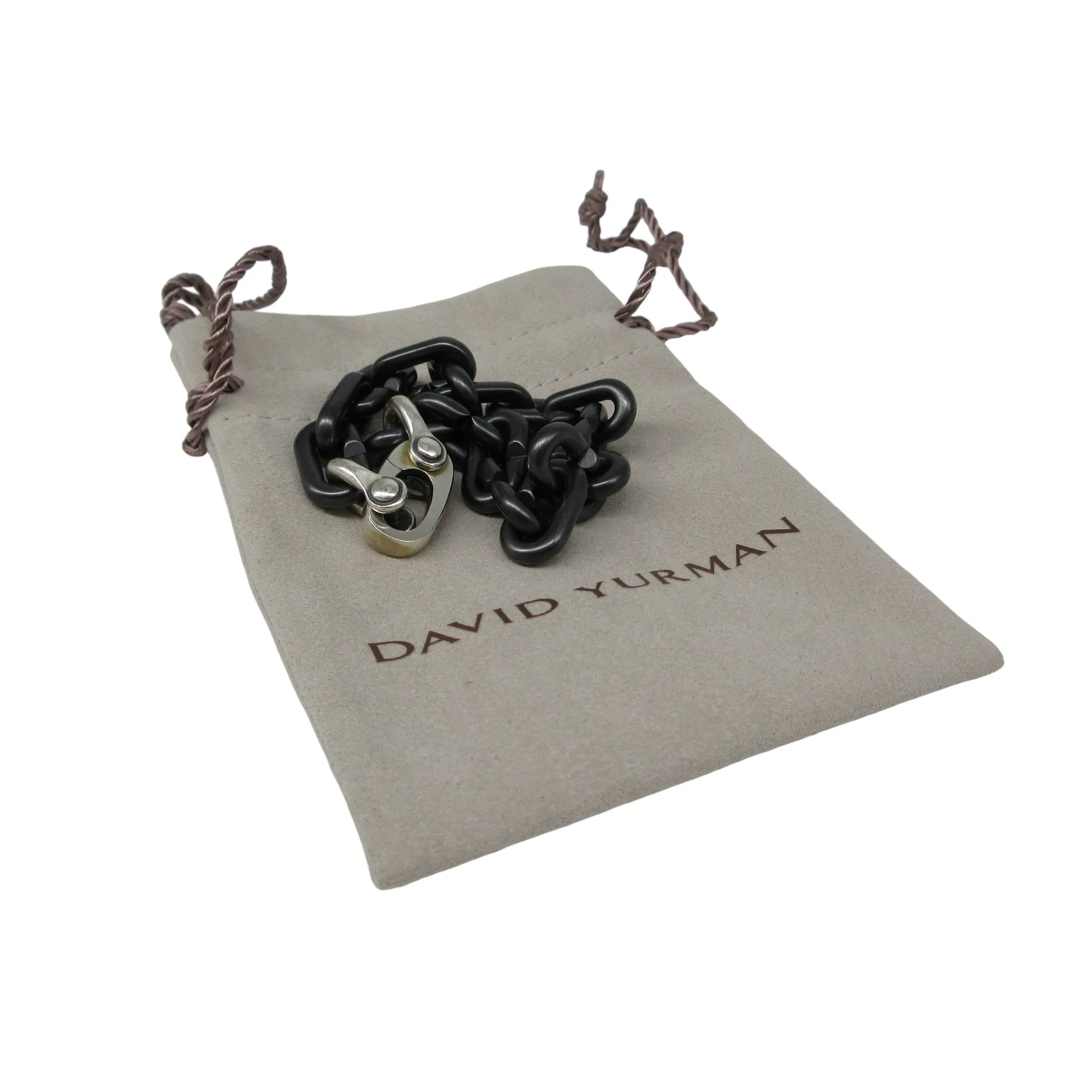 David Yurman Titanium and Sterling Silver Chunky Chain Link Bracelet