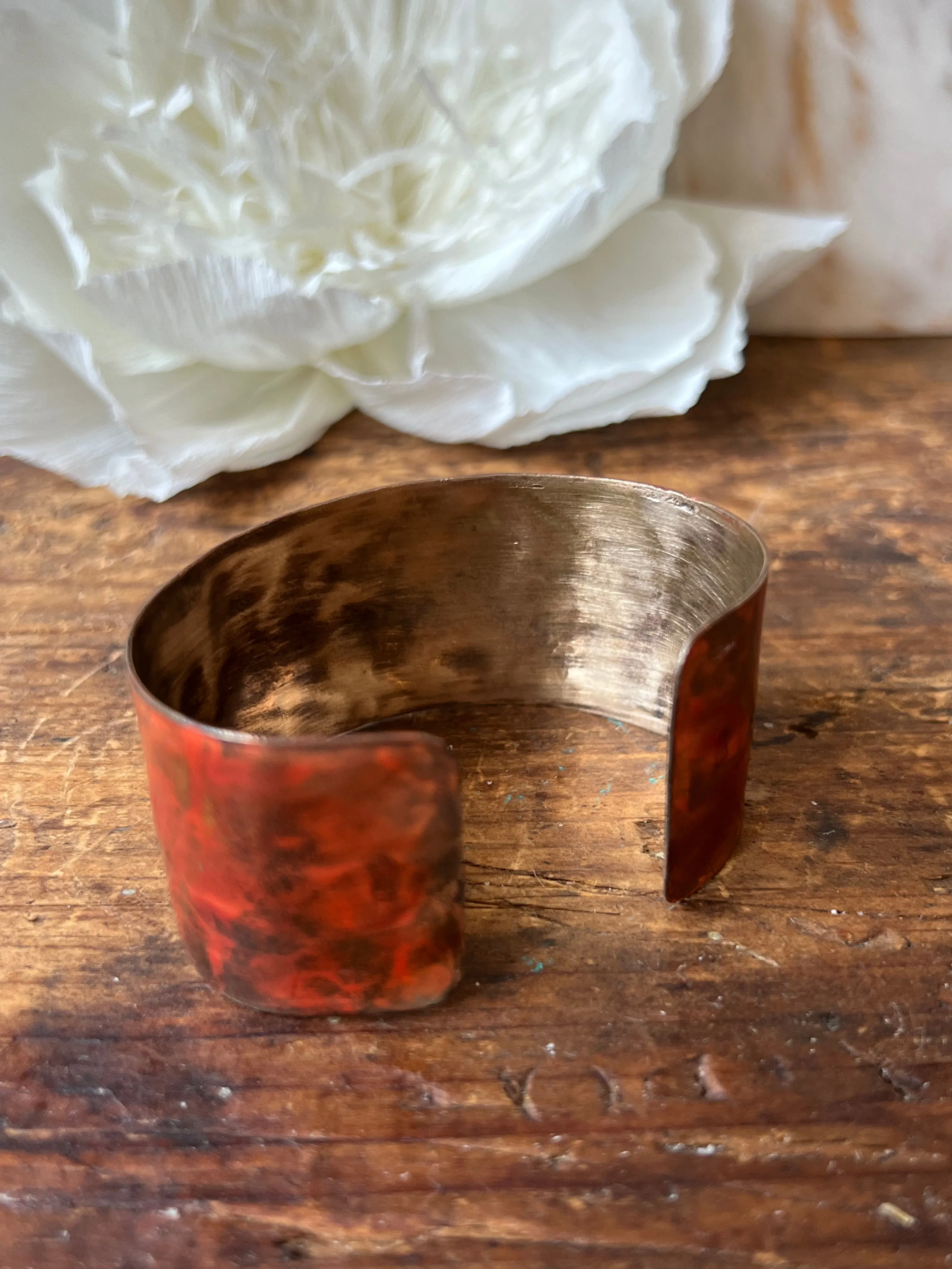 Dennis Higgins Red Patina Bronze Cuff