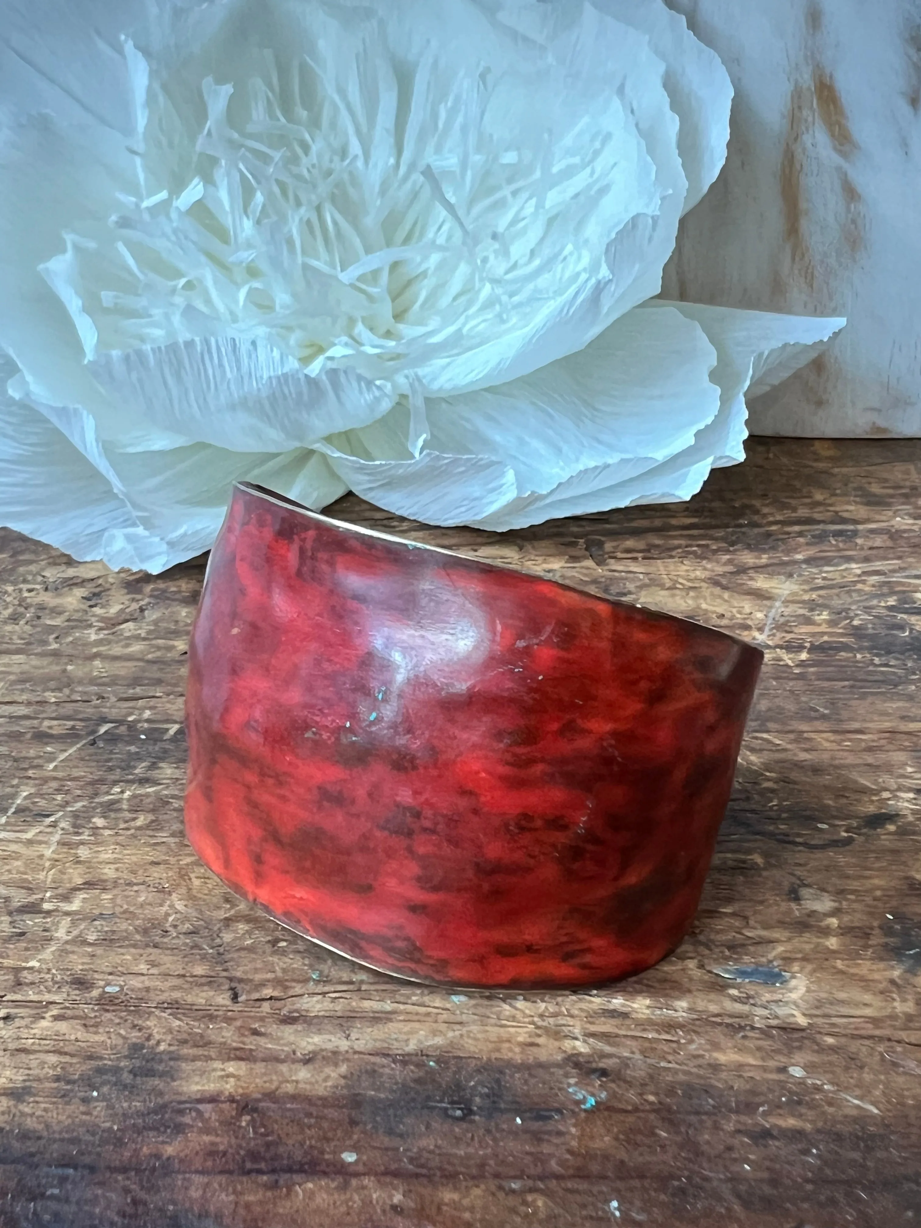 Dennis Higgins Red Patina Bronze Cuff