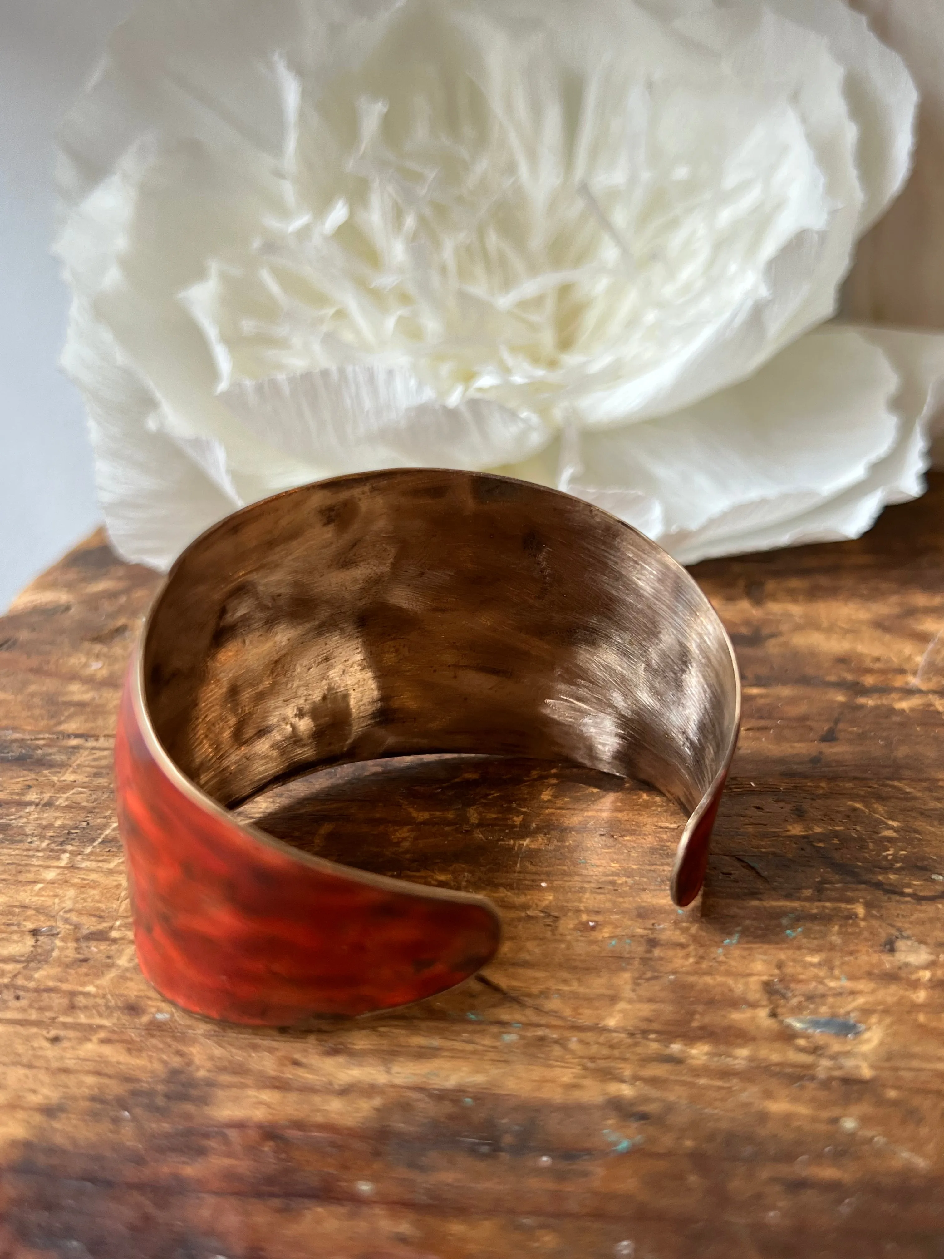 Dennis Higgins Red Patina Bronze Cuff