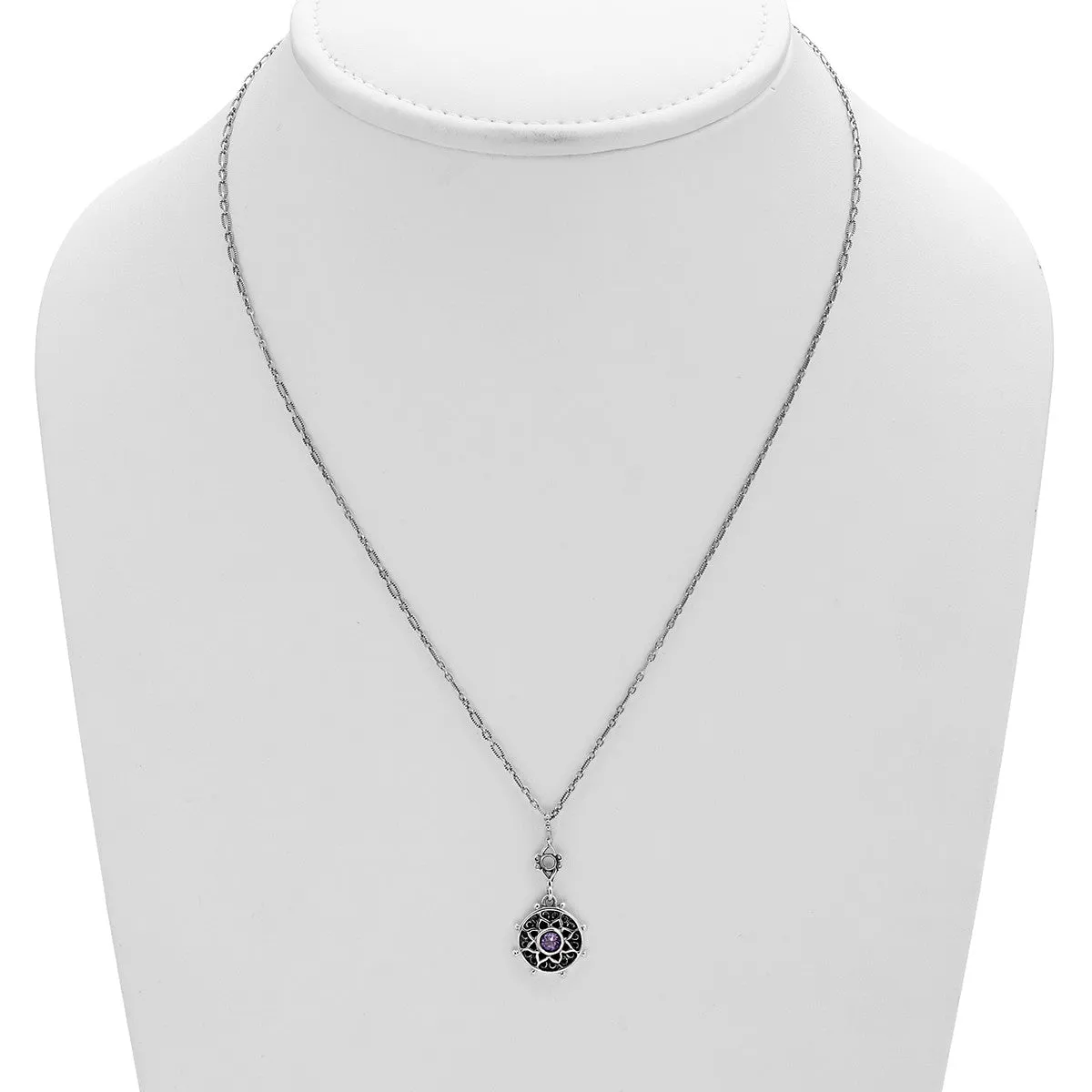 Dharmachakra Sterling Silver Amethyst Serenity Necklace