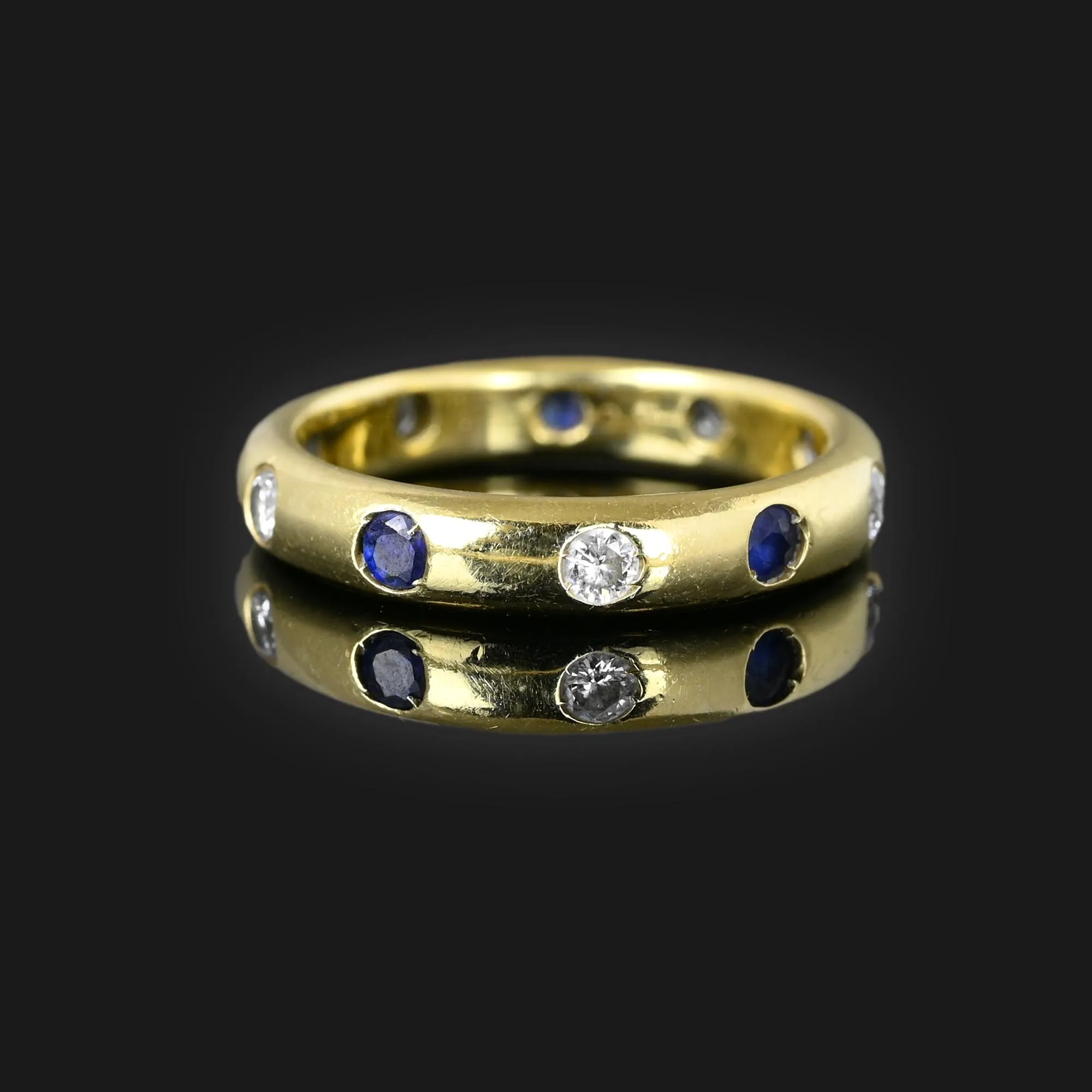 Diamond Sapphire Full Eternity Band Ring in 14K Gold