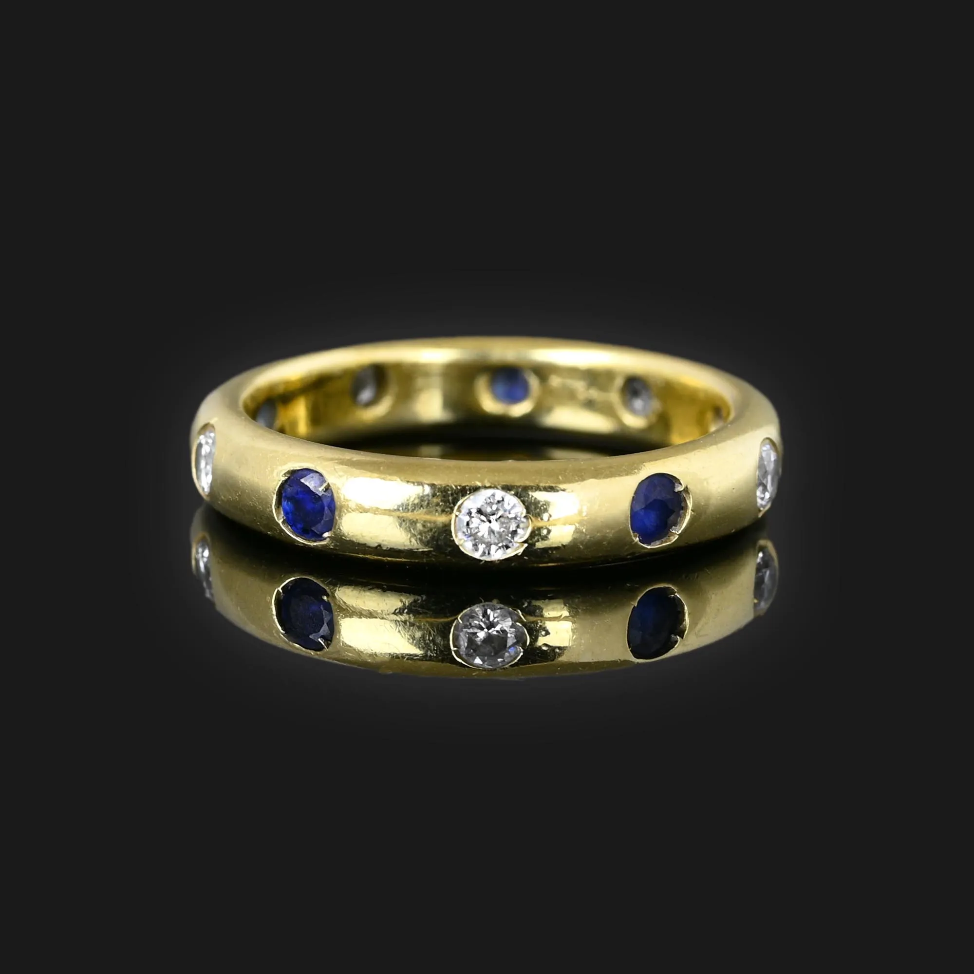 Diamond Sapphire Full Eternity Band Ring in 14K Gold