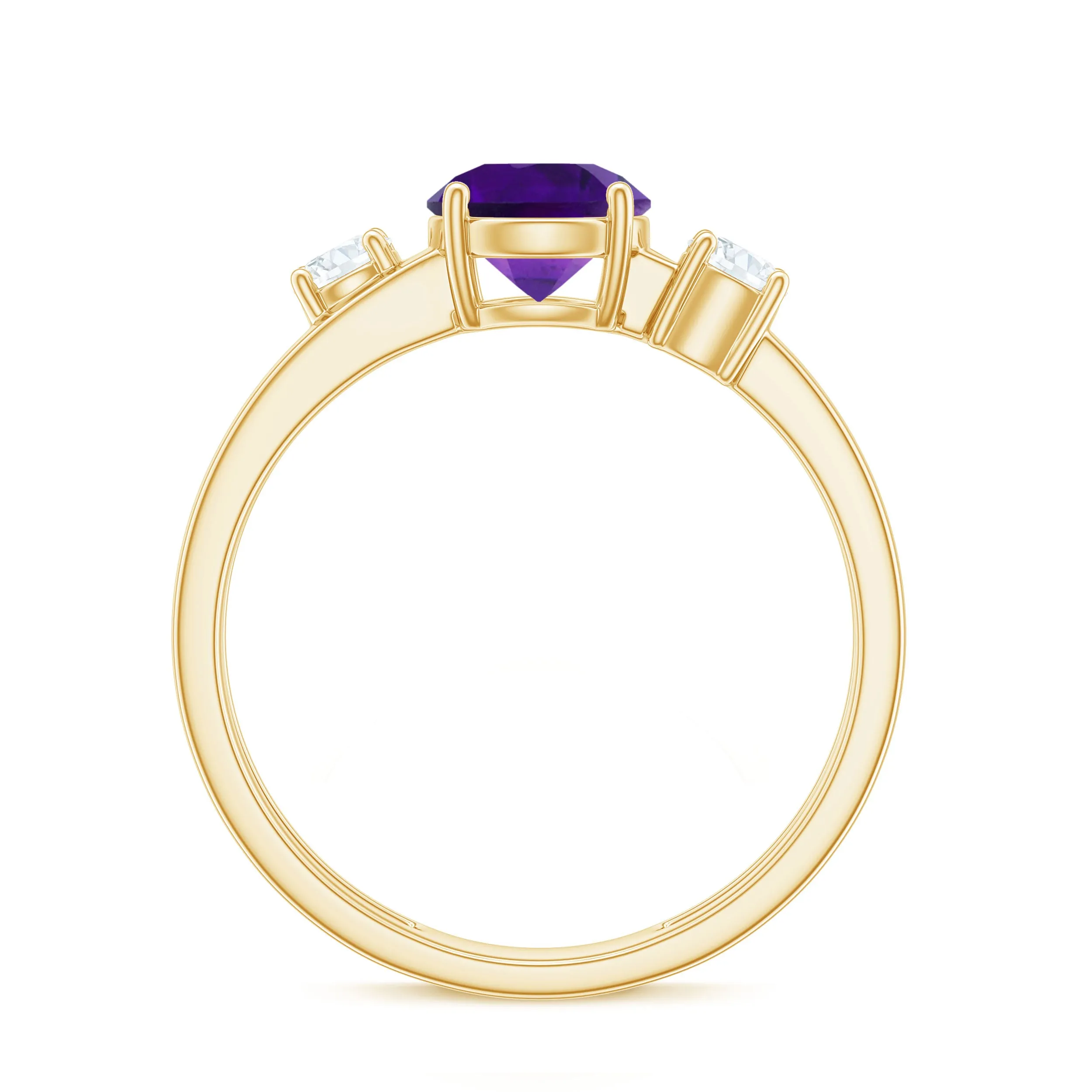 Double Band Engagement Ring with Amethyst and Diamond