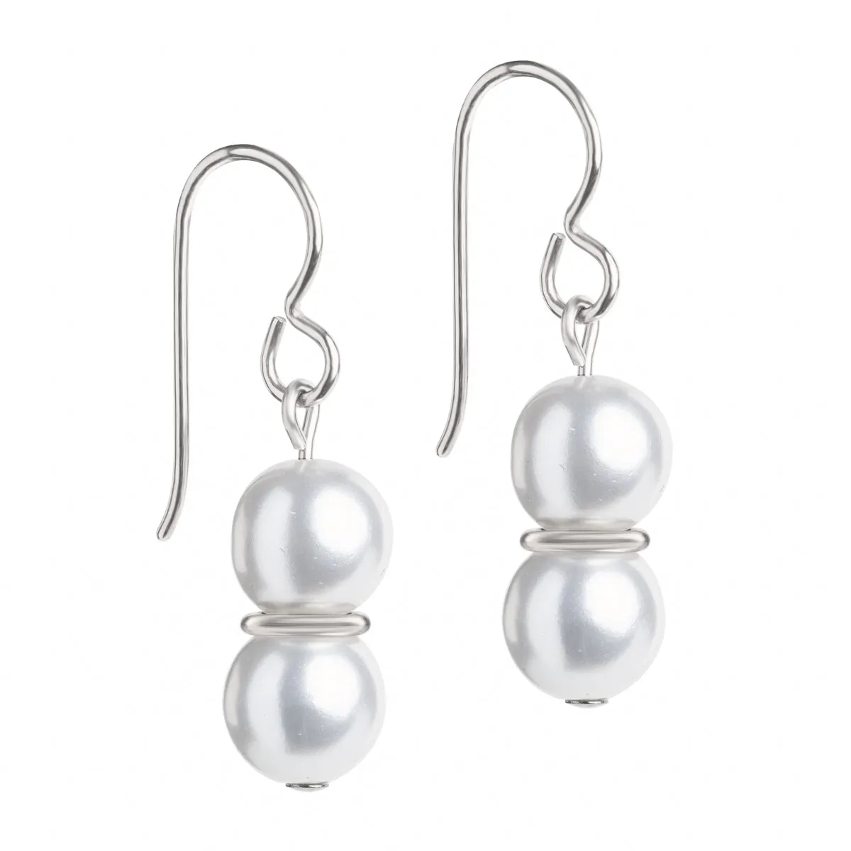 Double Pearl Titanium French Hook Earrings