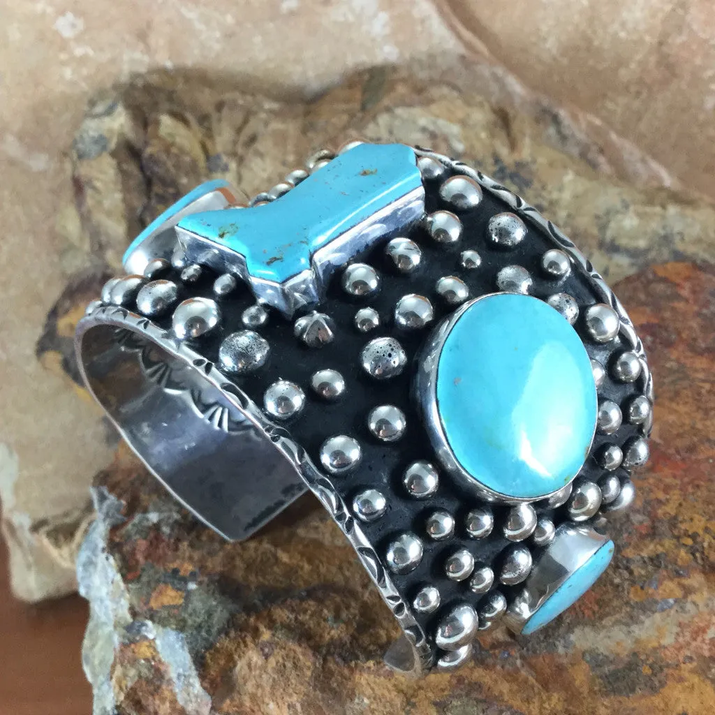 Dry Creek Turquoise Sterling Silver Cuff Bracelet by Billy The Kid