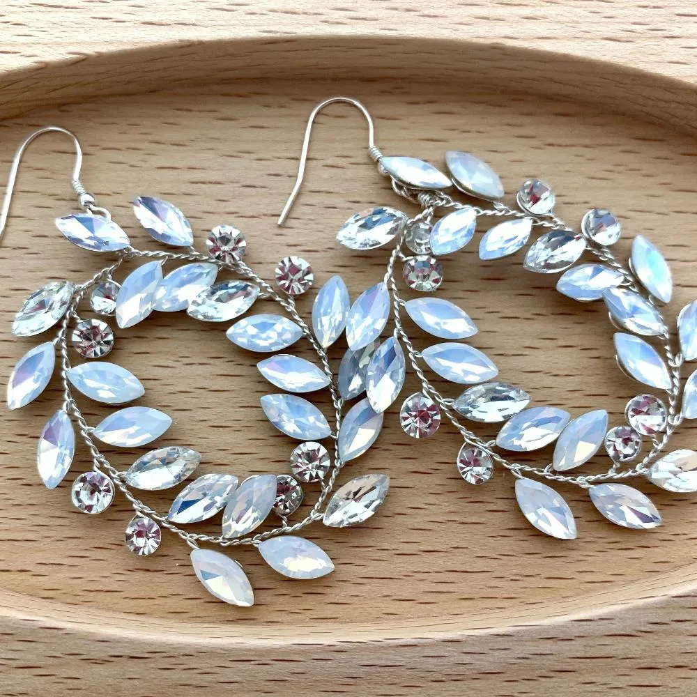 E153. opal moonstone boho wedding bridal earrings