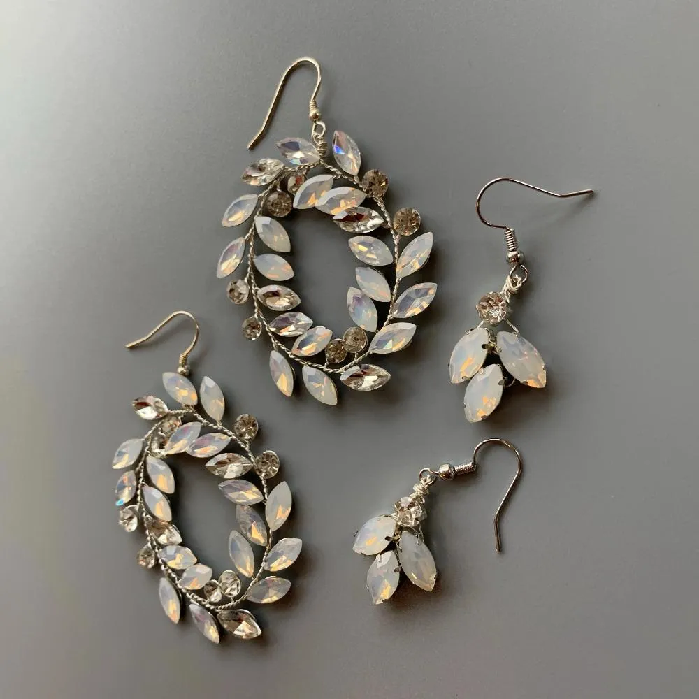 E153. opal moonstone boho wedding bridal earrings