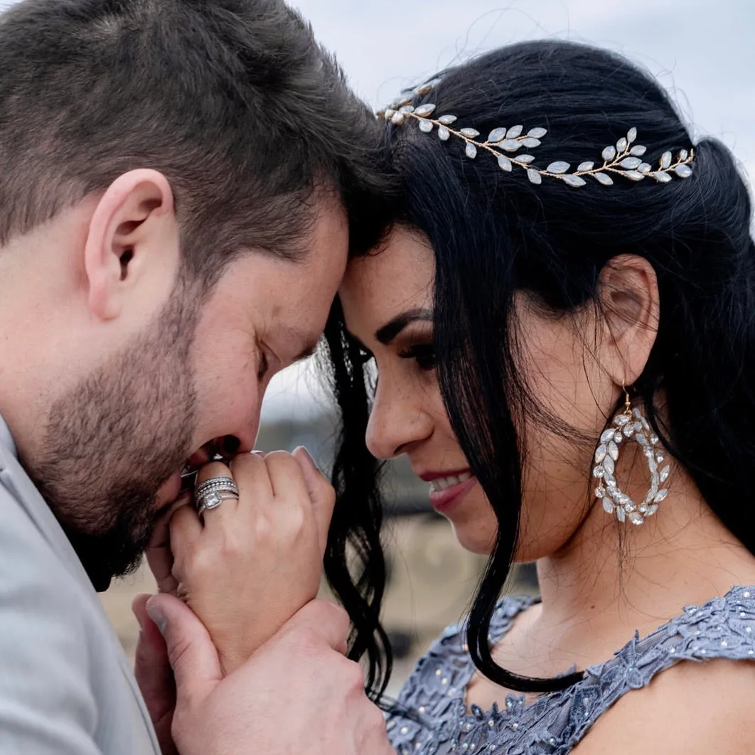 E153. opal moonstone boho wedding bridal earrings