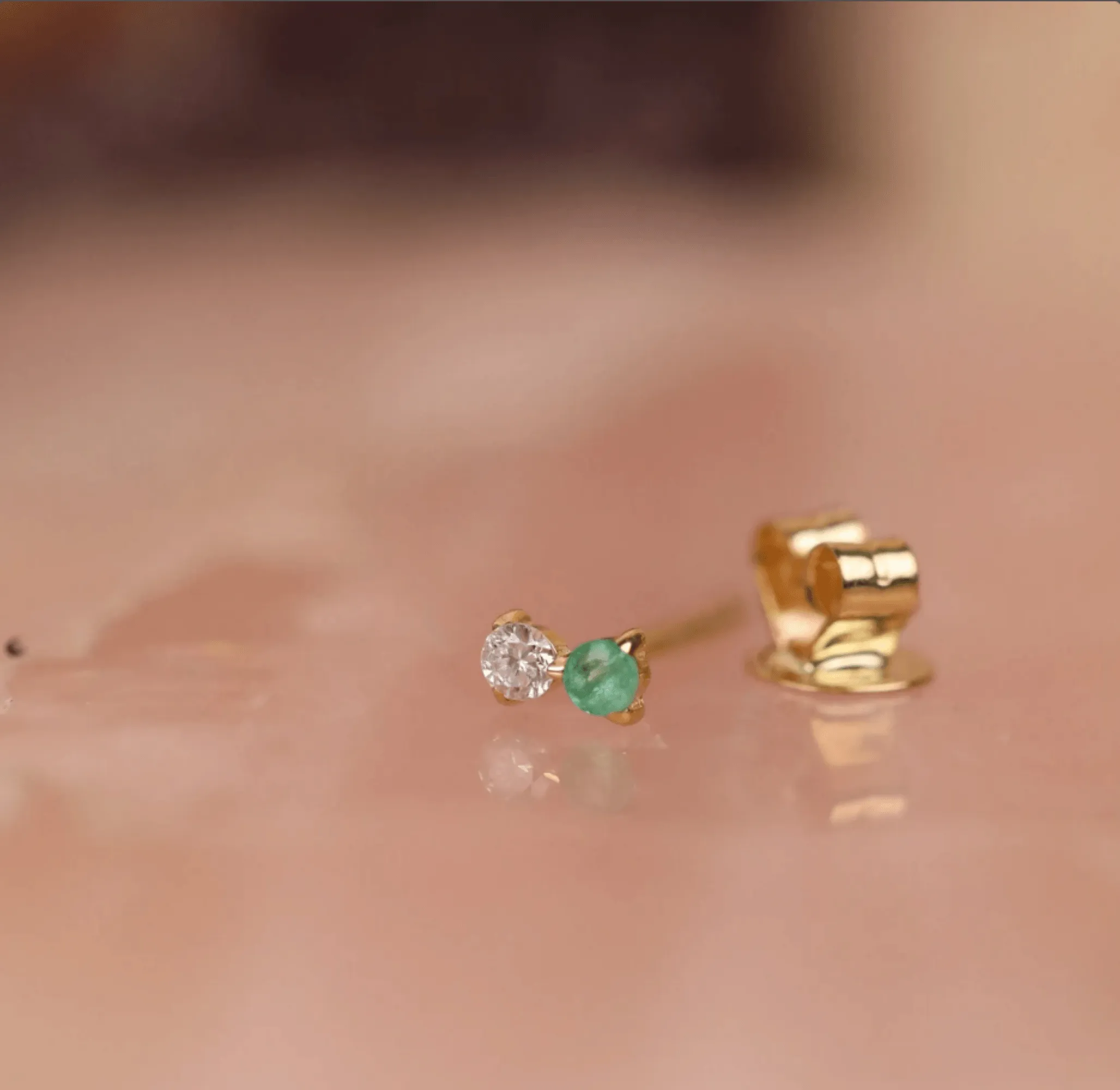 Emerald & Diamond Stud Earrings, Trisha