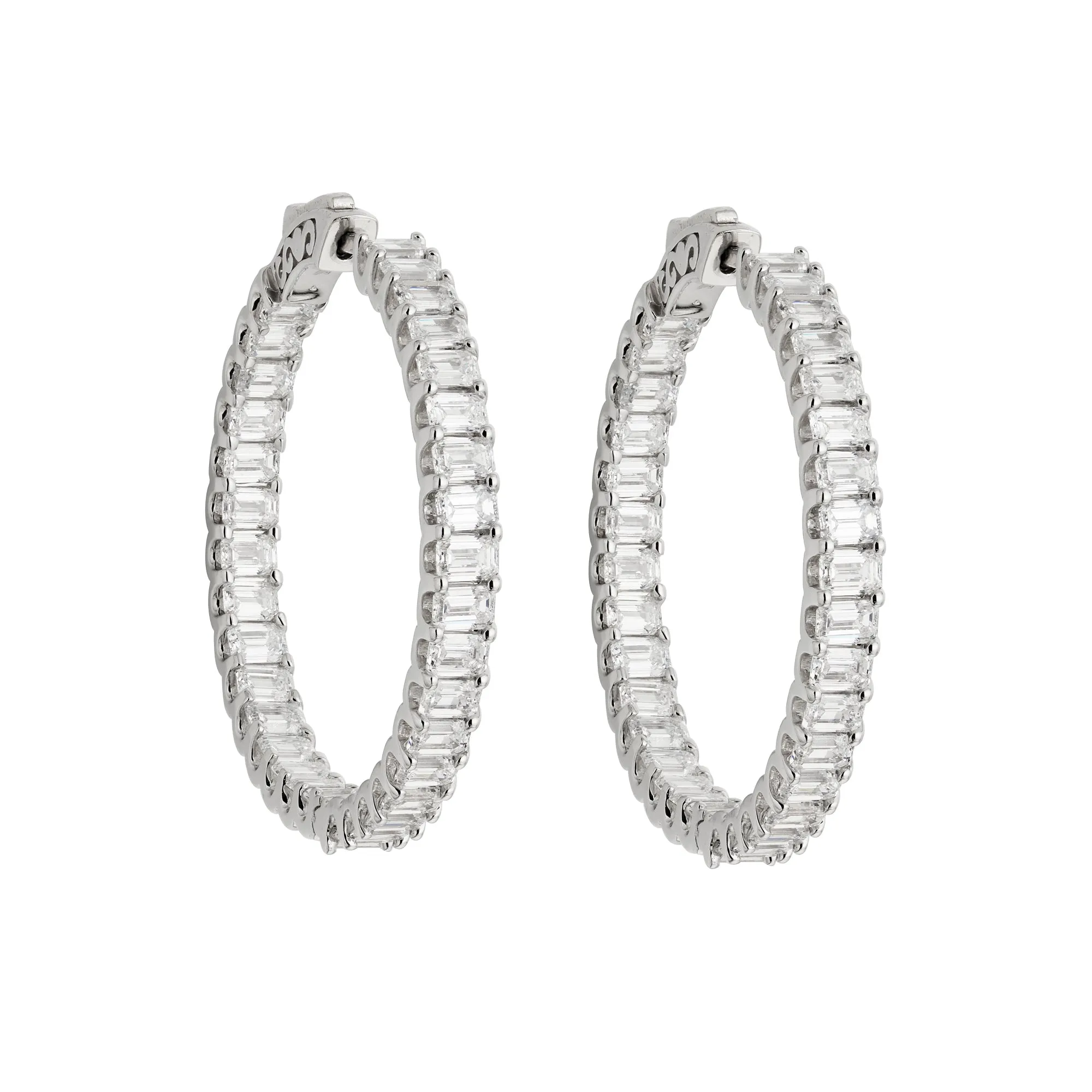 Emerald Cut Diamond Hoop Earrings 6.61 carats