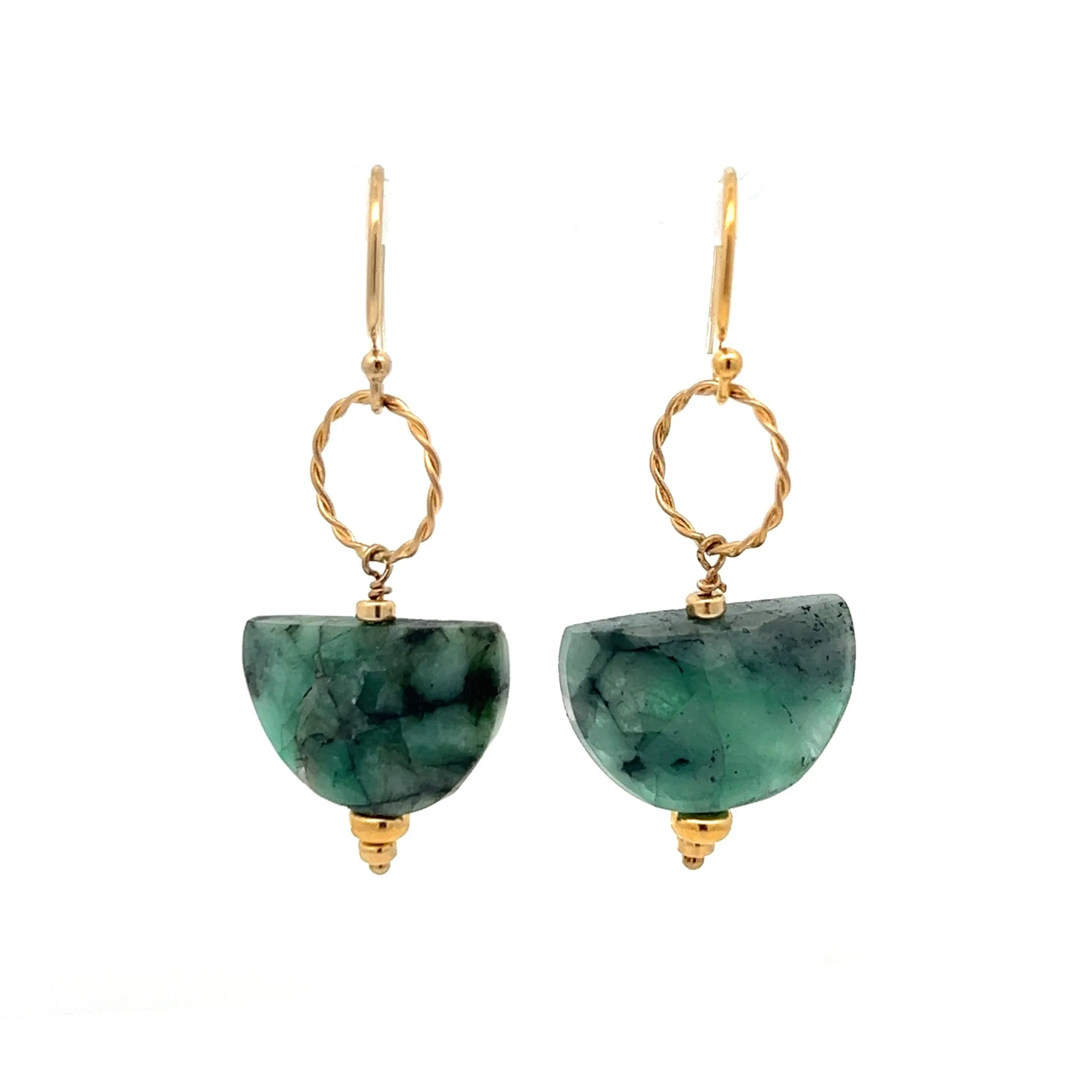 emerald mezzeluna drop earrings