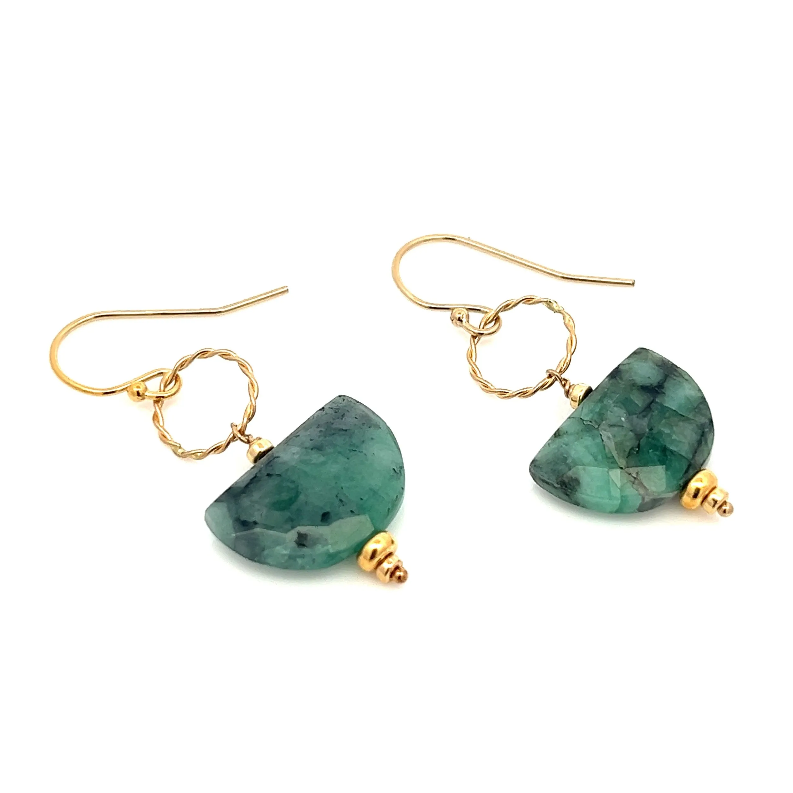 emerald mezzeluna drop earrings