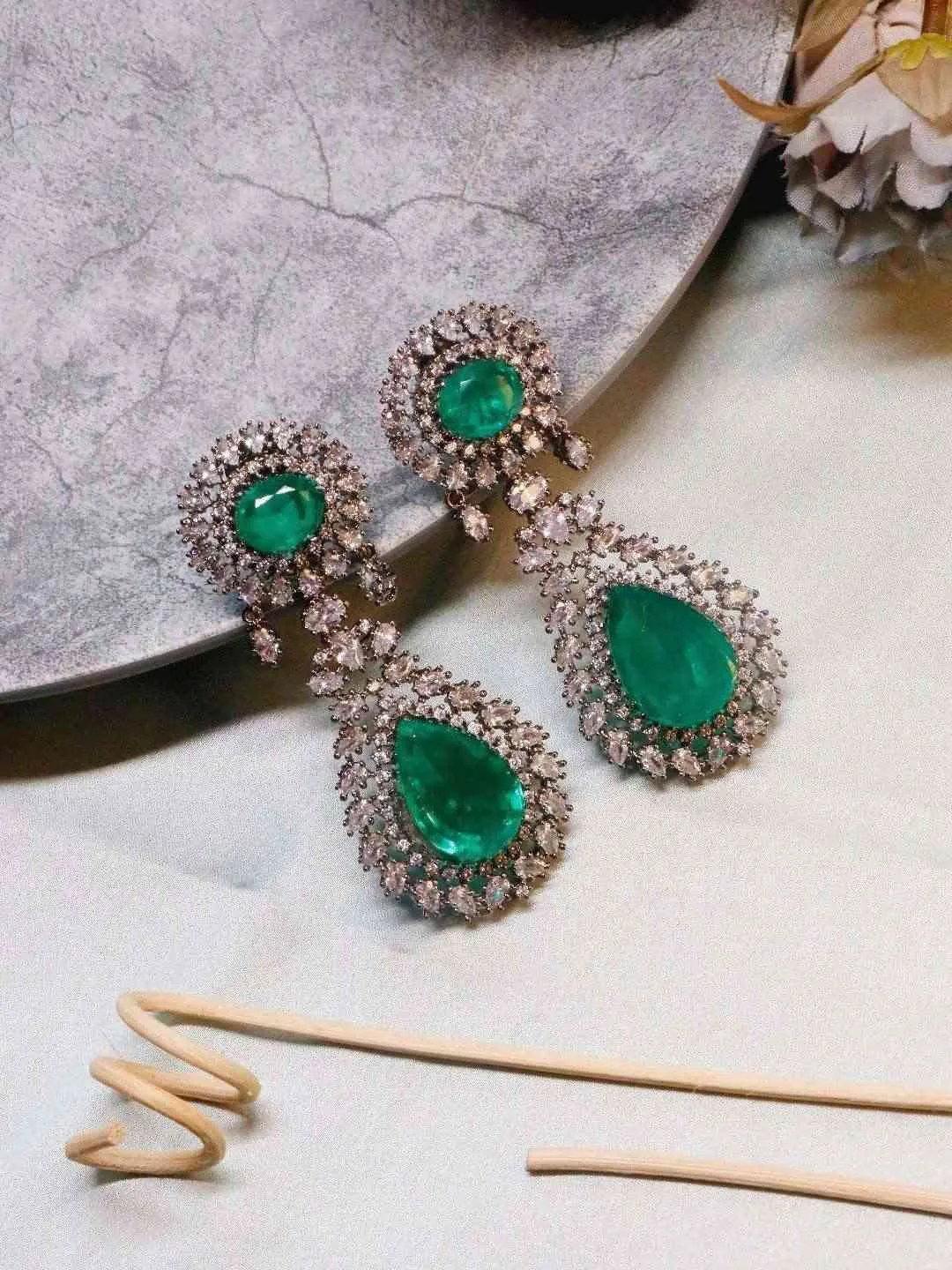 Emerald Statement Earring Green