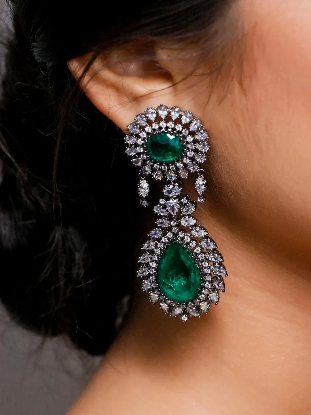 Emerald Statement Earring Green