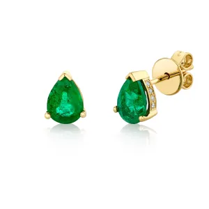 EMERALD TEARDROP HALO  STUDS