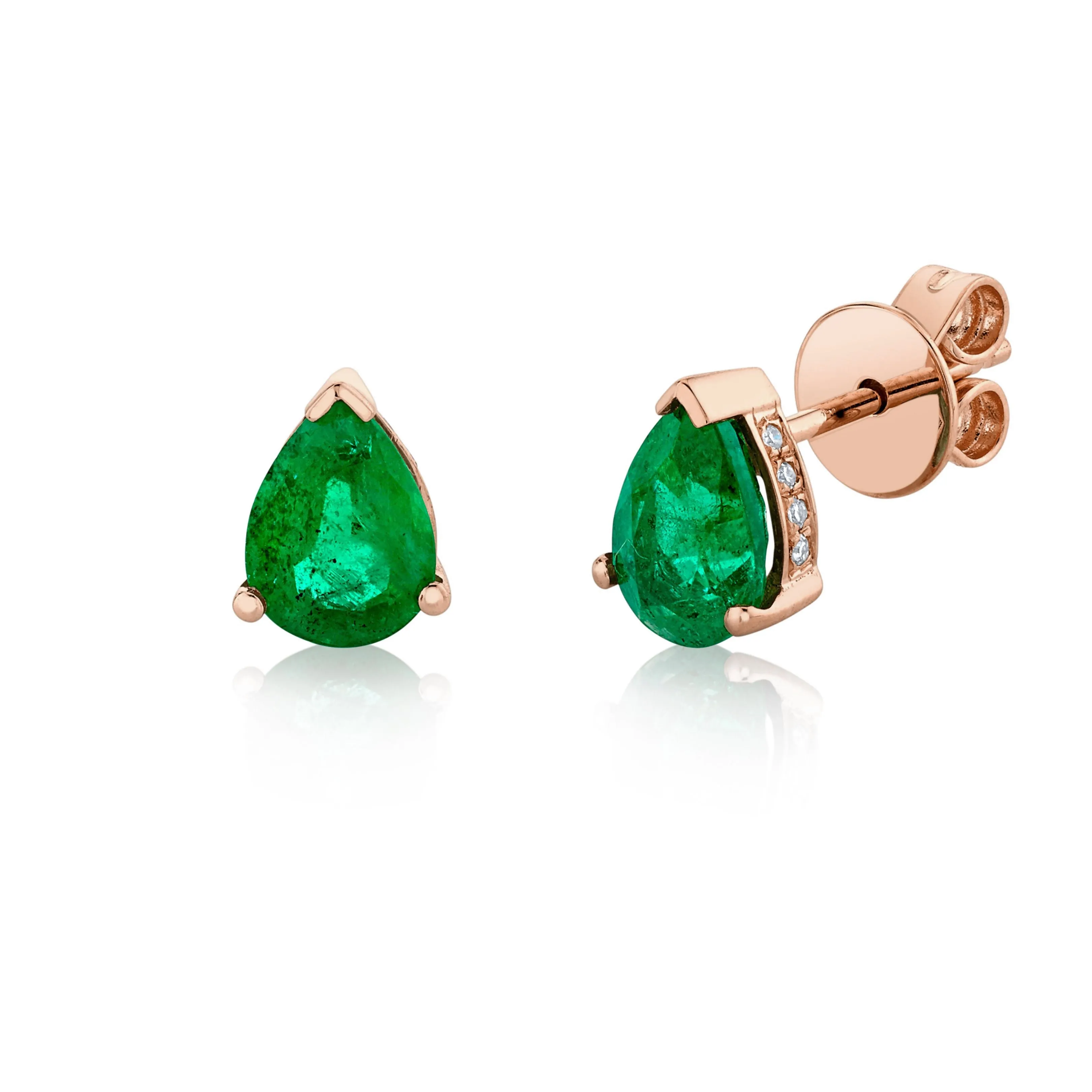 EMERALD TEARDROP HALO  STUDS