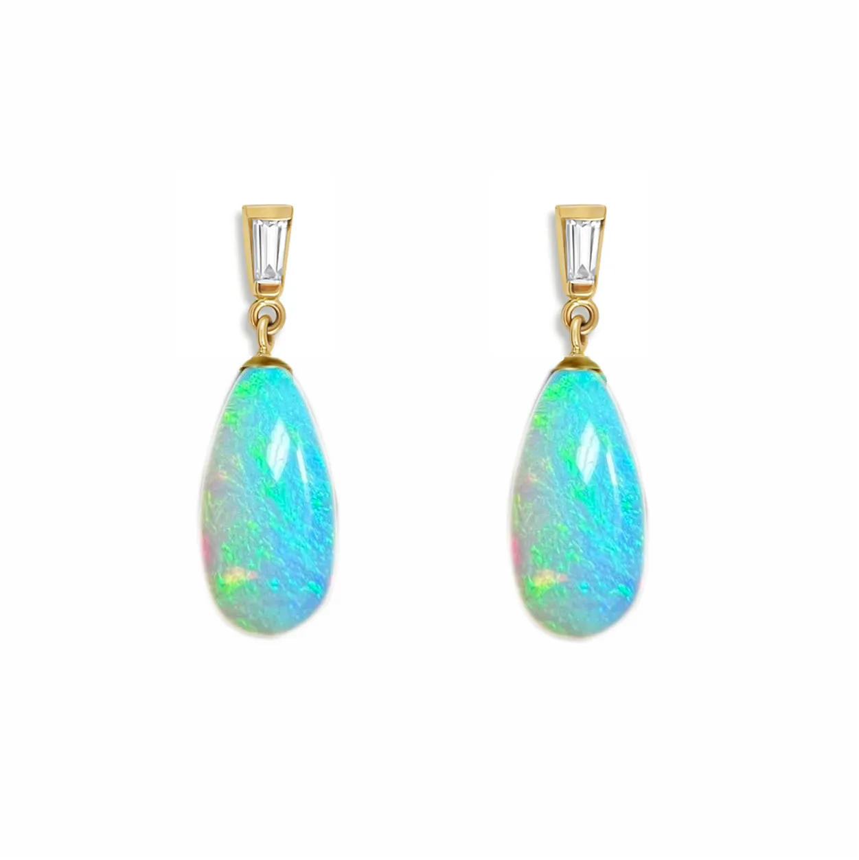 Ethiopian Opal Diamond Drop Earrings