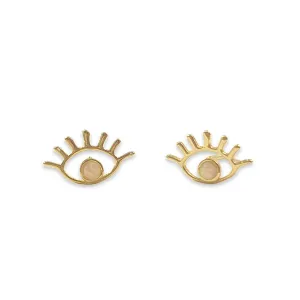 Evil Eye White Opal Lash Earrings