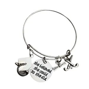 Field Hockey Graduation Bracelet - She Believed She Could