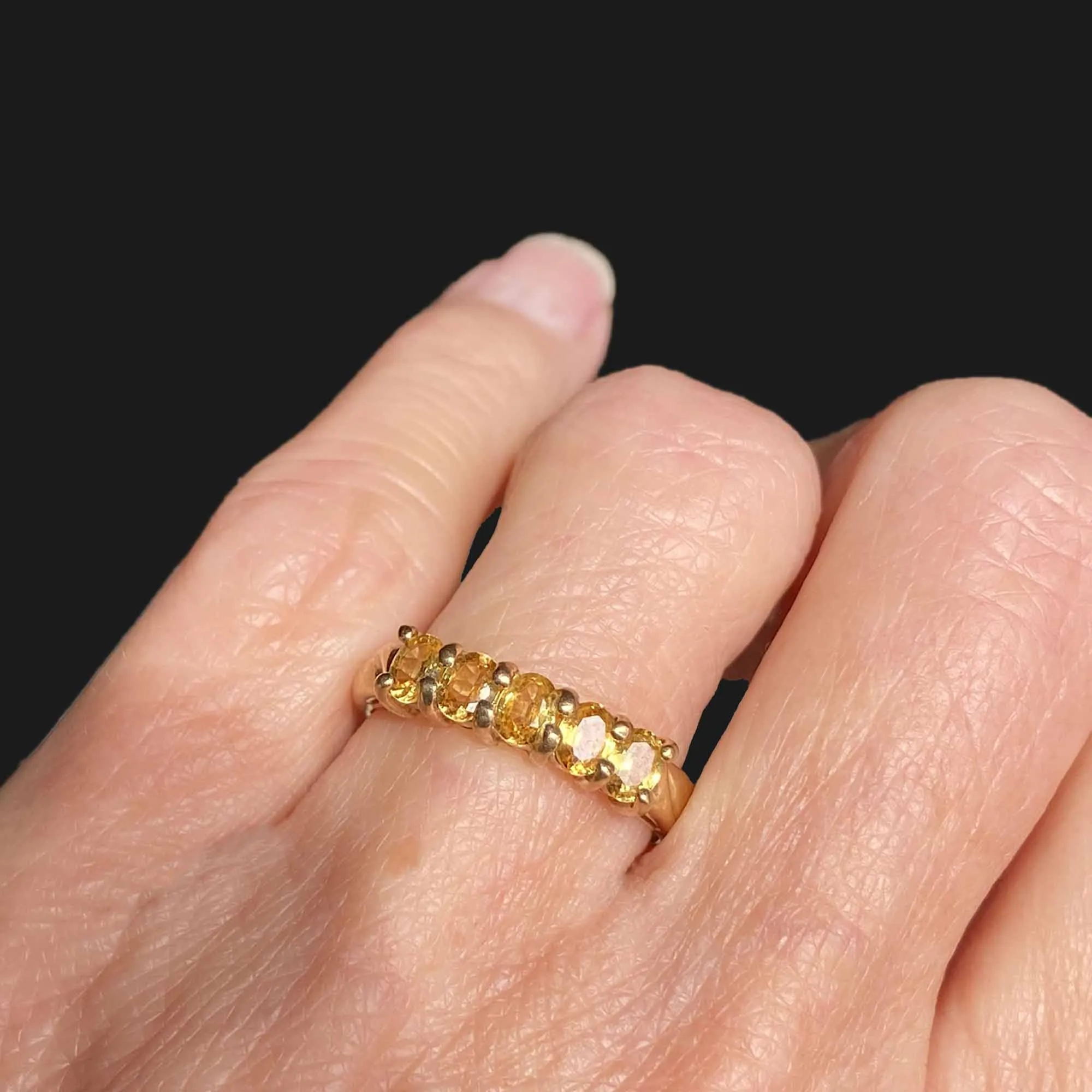 Five Stone Yellow Sapphire Ring in Gold