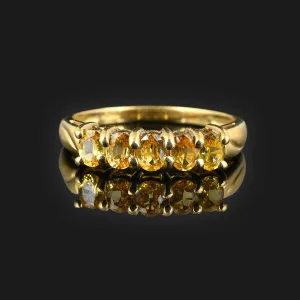 Five Stone Yellow Sapphire Ring in Gold