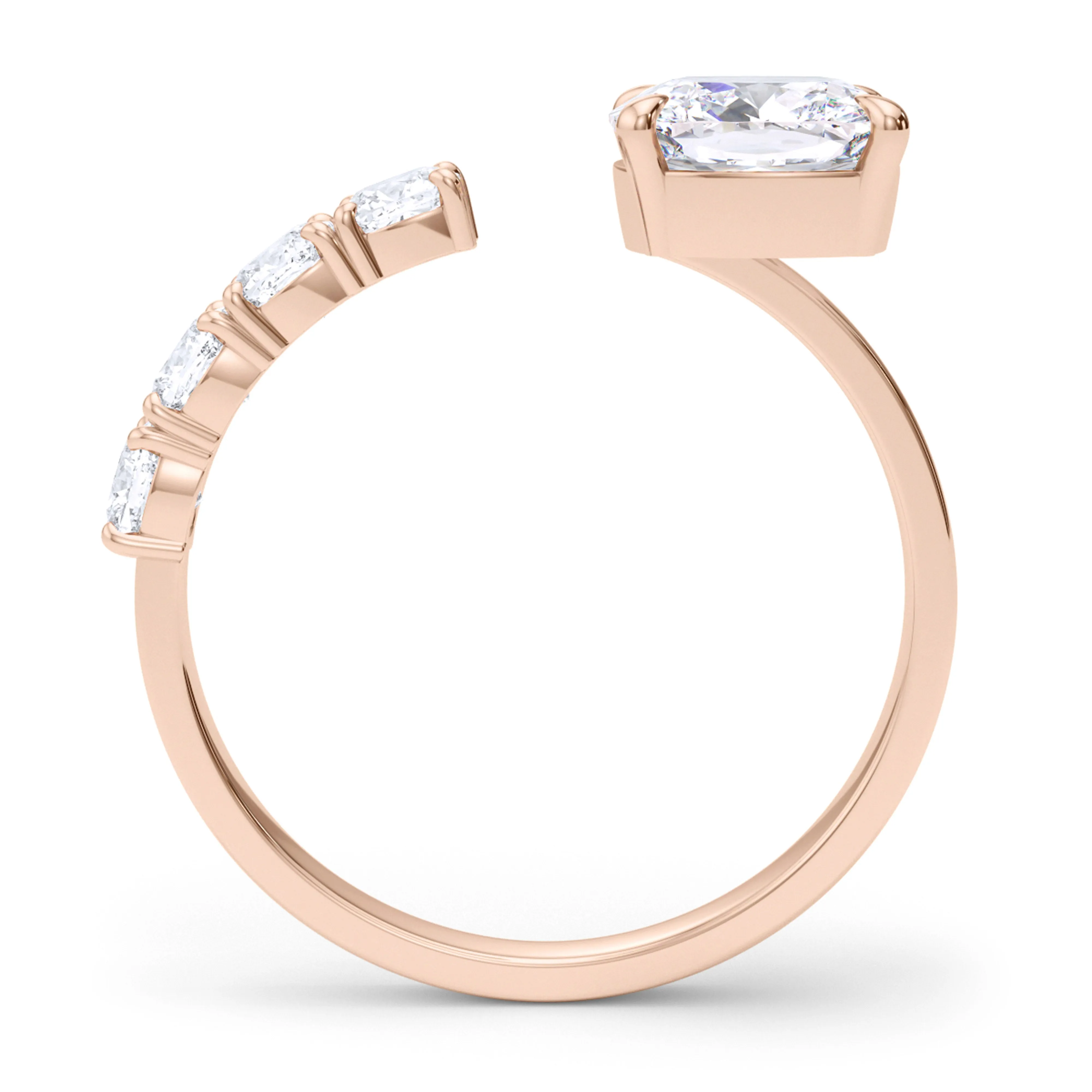 Floating Cushion Cut Diamond Ring