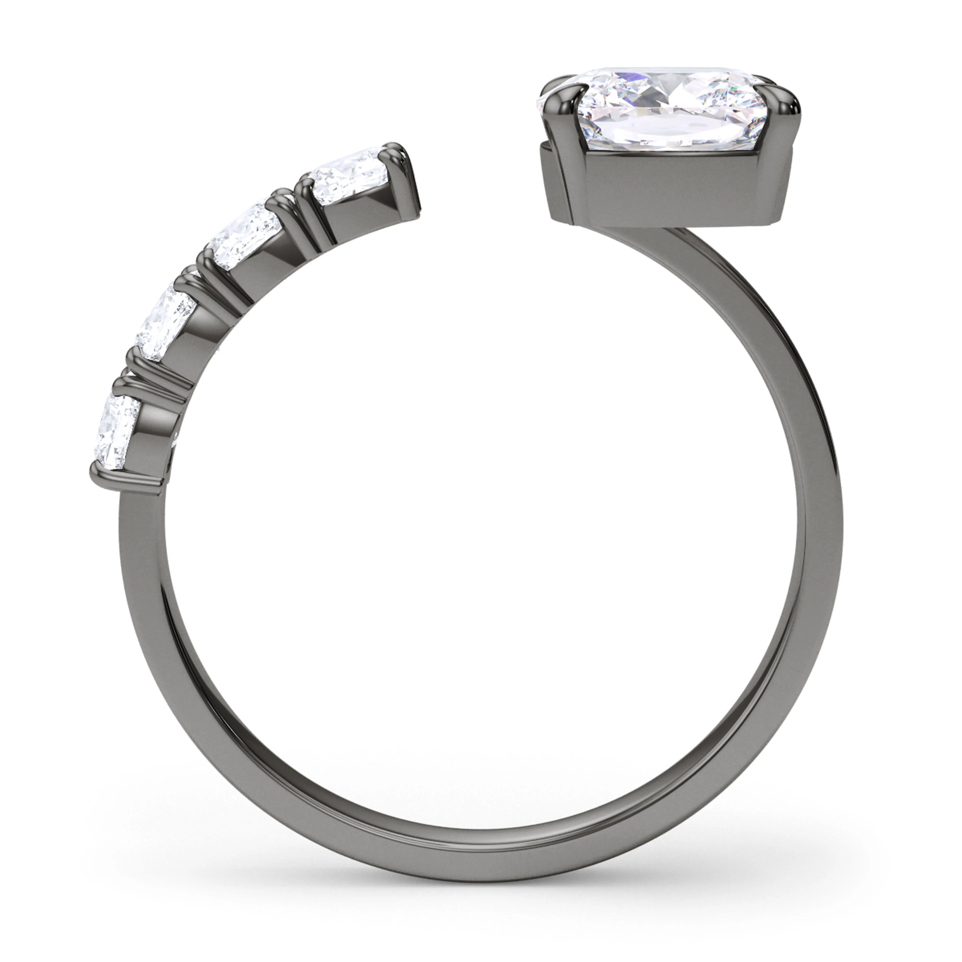 Floating Cushion Cut Diamond Ring