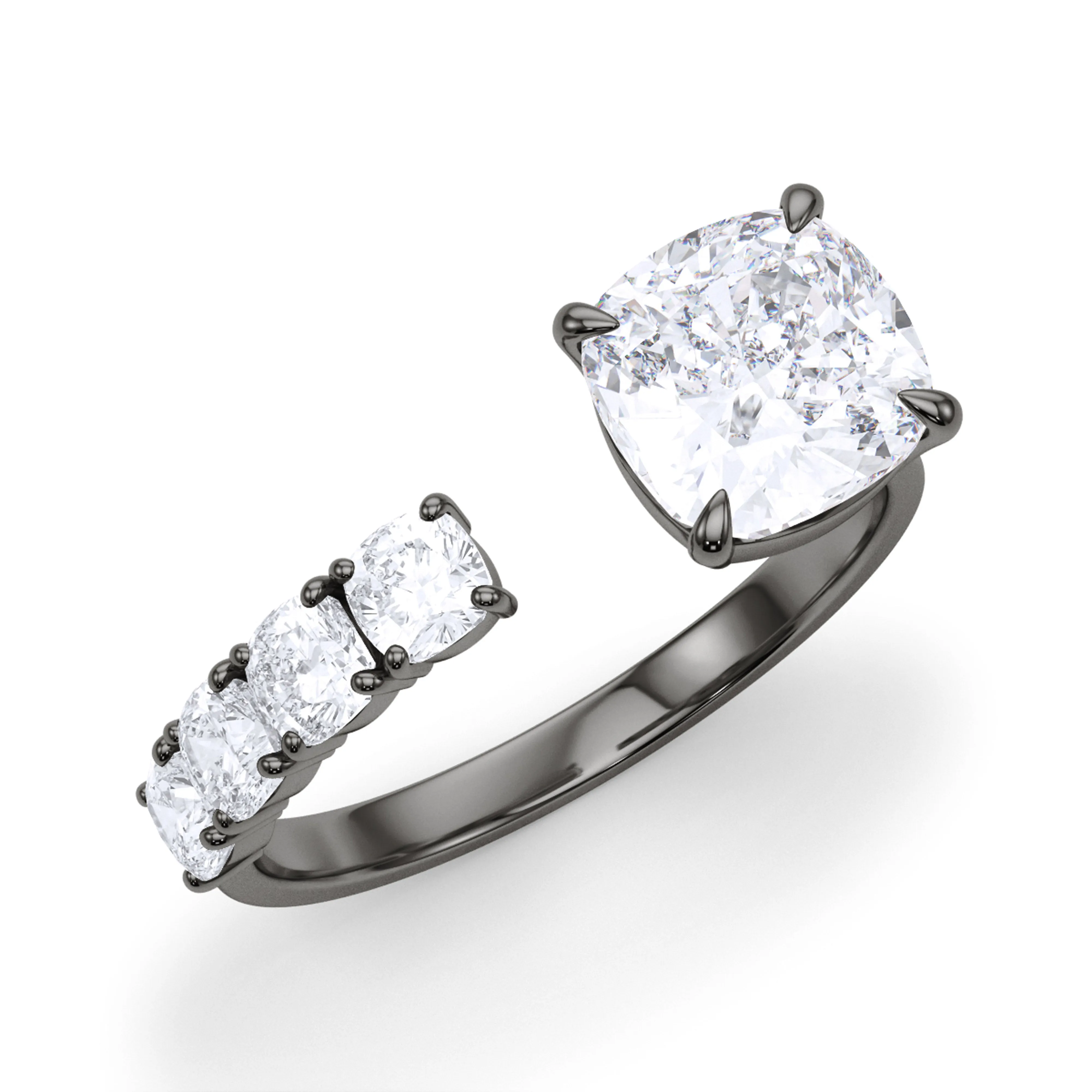 Floating Cushion Cut Diamond Ring